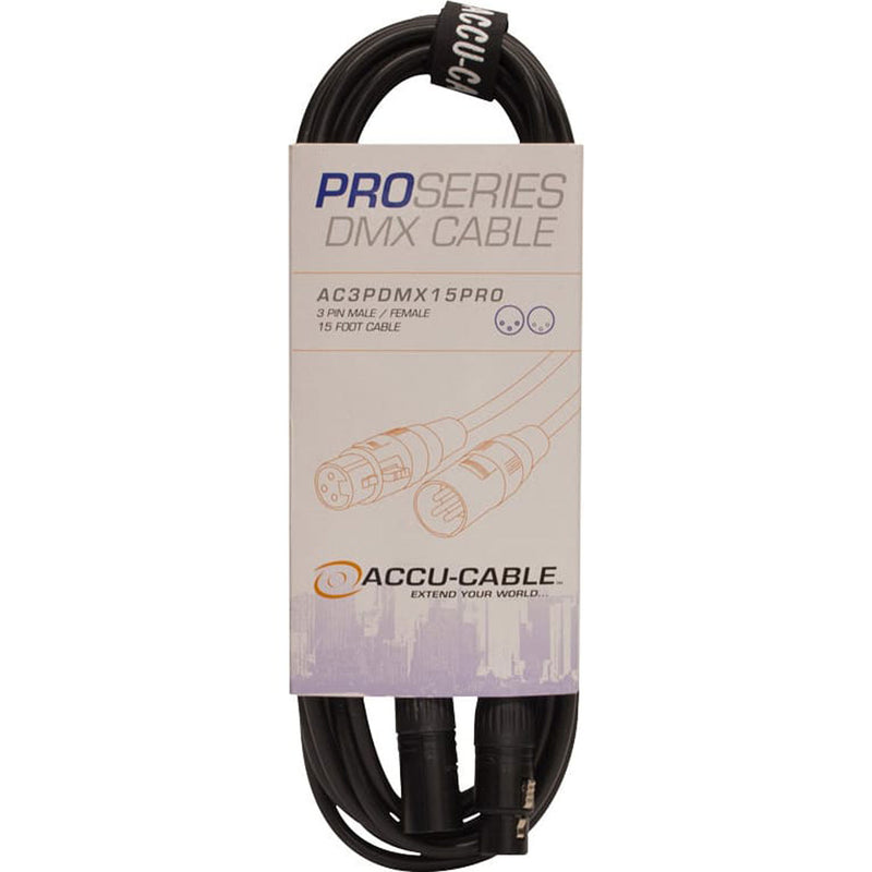 American DJ Accu-Cable AC3PDMX15PRO 3-Pin Professional DMX Cable (15')