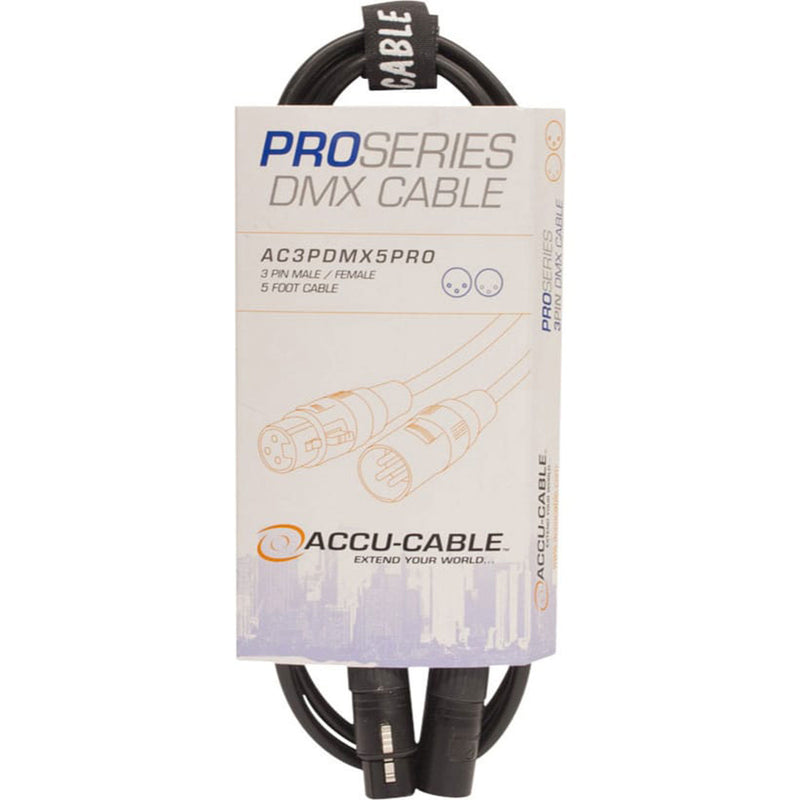 American DJ Accu-Cable AC3PDMX5PRO 3-Pin Professional DMX Cable (5')
