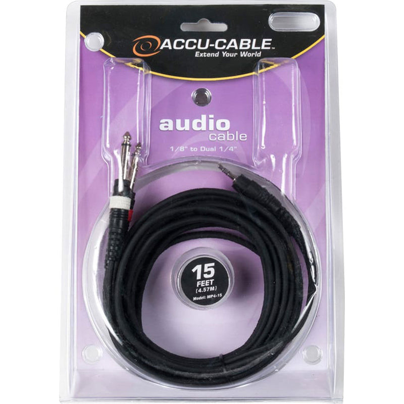 American DJ Accu-Cable MP4-15 1/8" Mini Plug to 1/4" Cable (15')