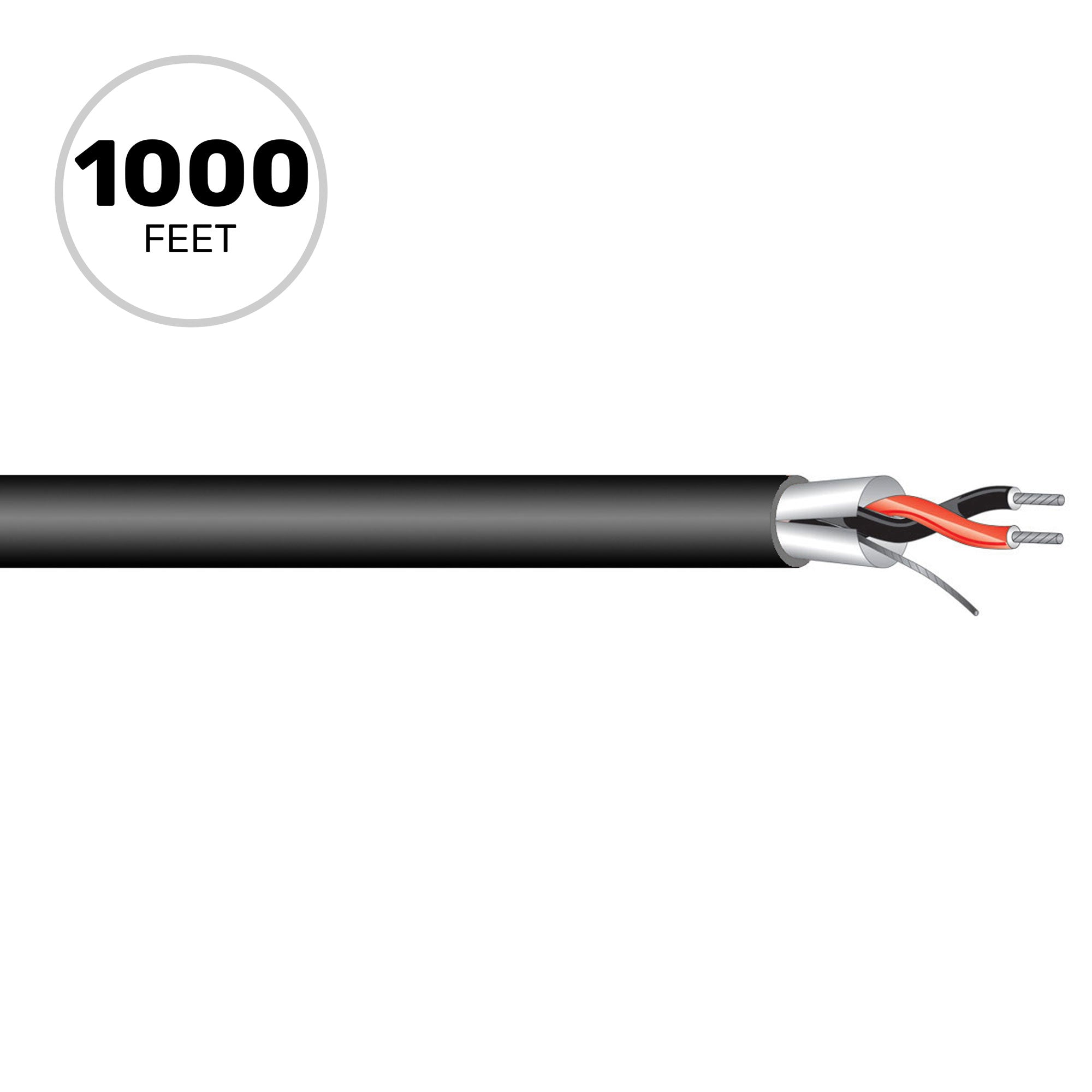 West Penn 454 Miniature 22 AWG 2 Conductor Line Level Audio Cable (Black, 1000' Roll)