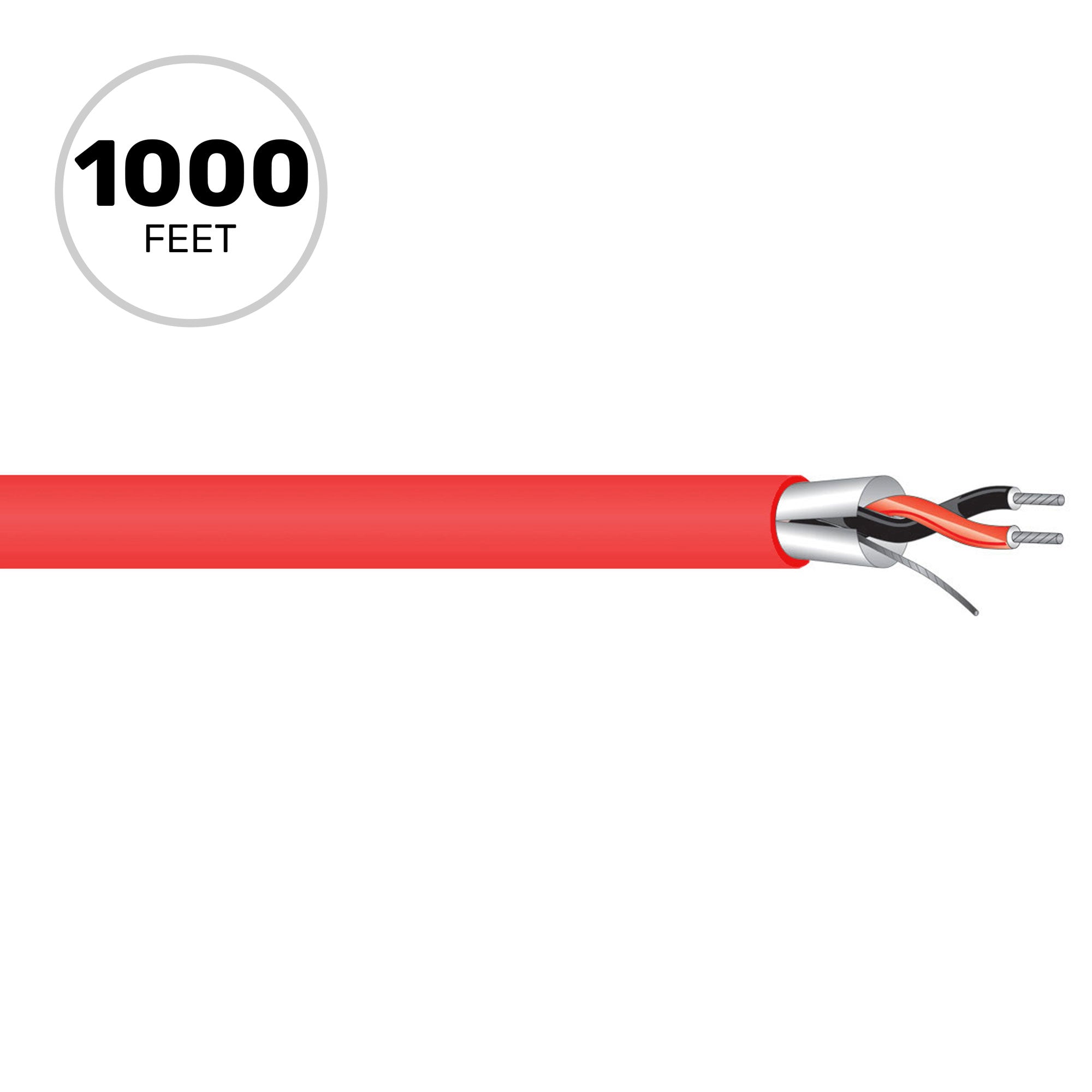 West Penn 454 Miniature 22 AWG 2 Conductor Line Level Audio Cable (Red, 1000' Roll)