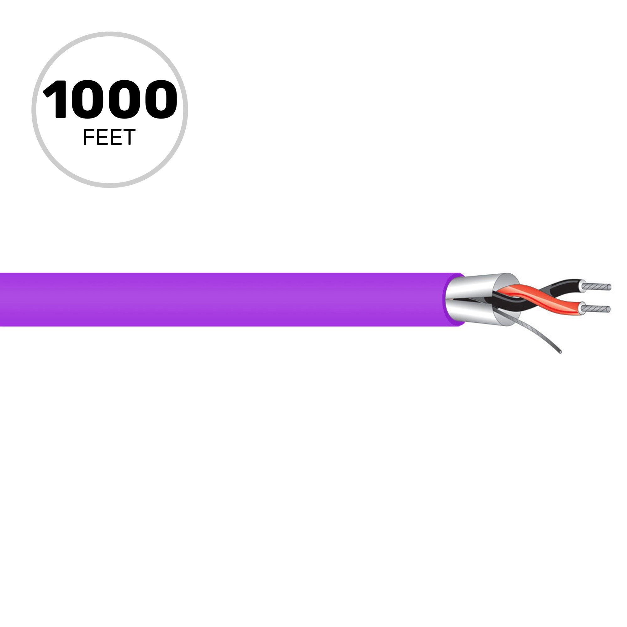 West Penn 454 Miniature 22 AWG 2 Conductor Line Level Audio Cable (Violet, 1000' Roll)