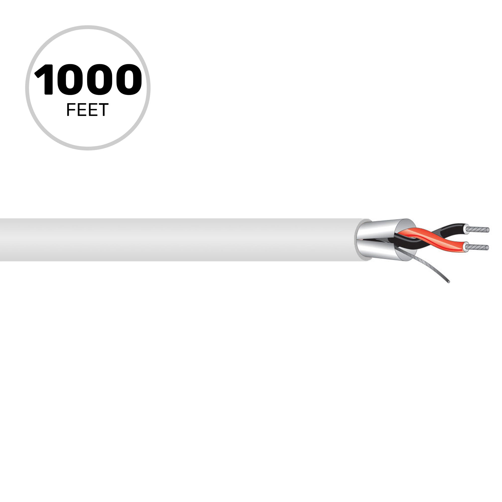 West Penn 454 Miniature 22 AWG 2 Conductor Line Level Audio Cable (White, 1000' Roll)