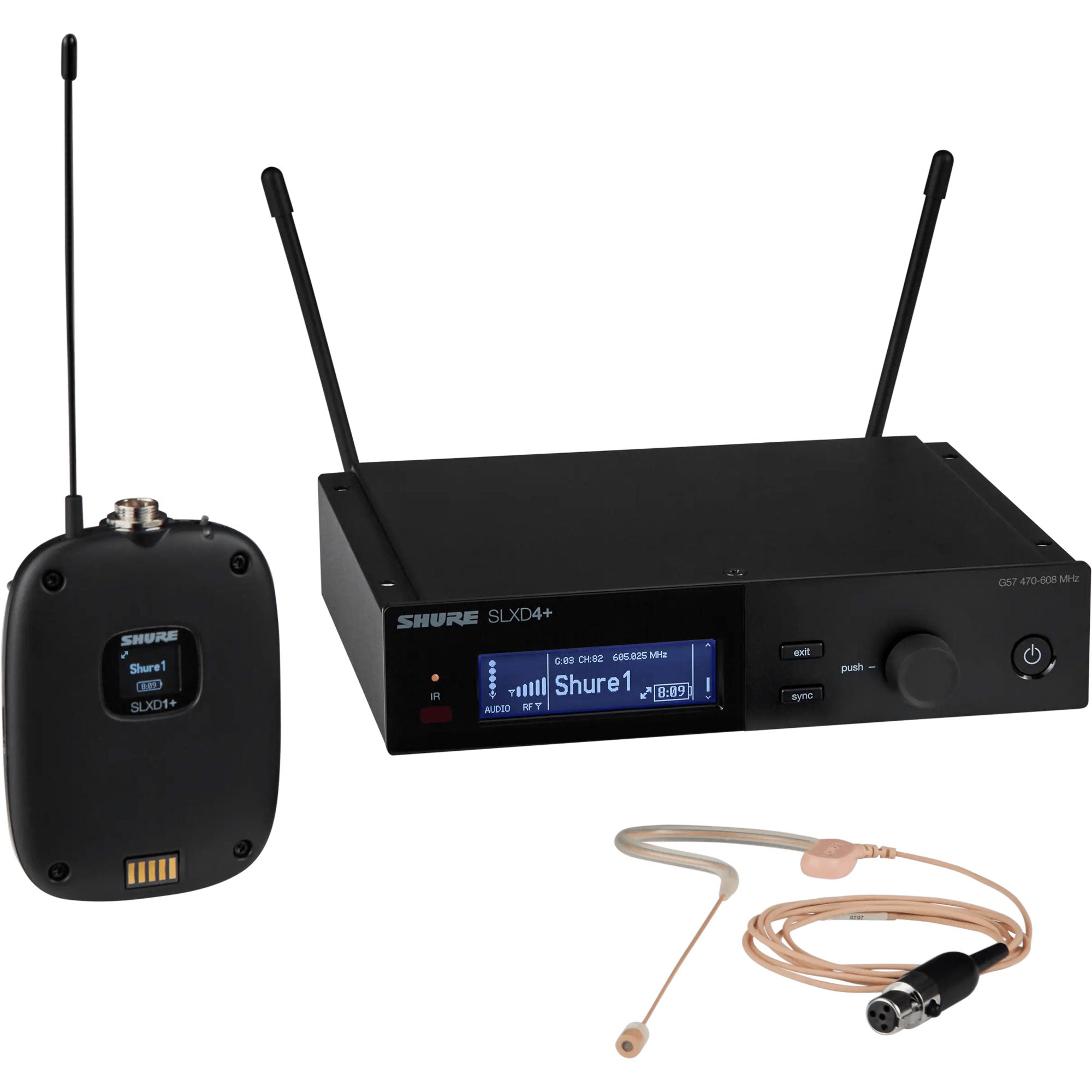 Shure SLXD14+/153T Digital Wireless Earset Headworn Microphone System (G57: 470-608 MHz)