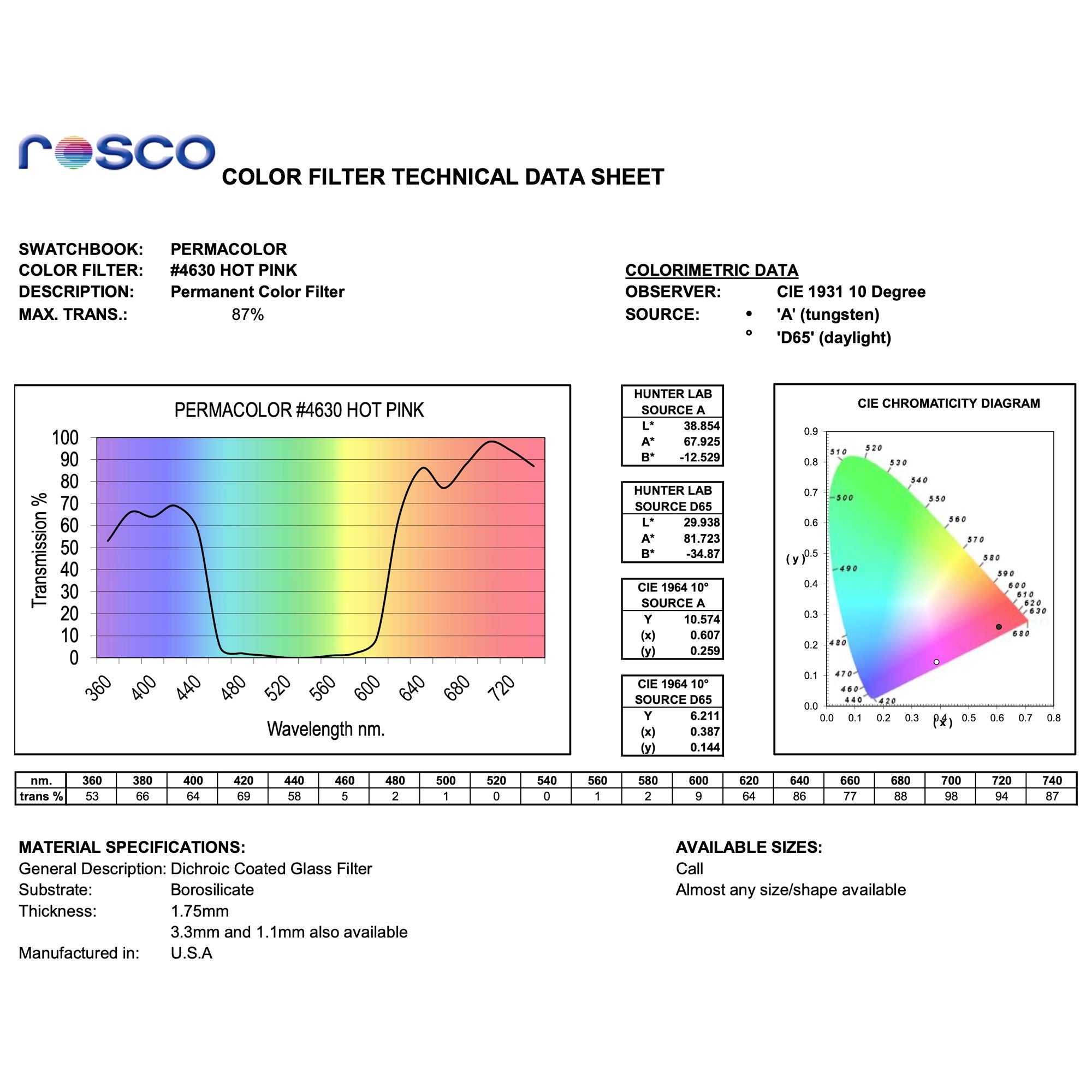 Rosco #4630 CalColor Filter Gel 30 Red (20" x 24" Sheet)