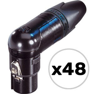 Custom Cable 48x NC3FRX-B Black/Gold 90º Female XLR