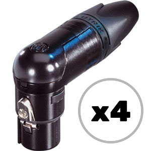 Custom Cable 4x NC3FRX-B Black/Gold 90º Female XLR