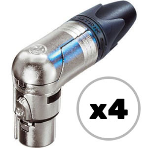 Custom Cable 4x NC3FRX Silver/Silver 90º Female XLR