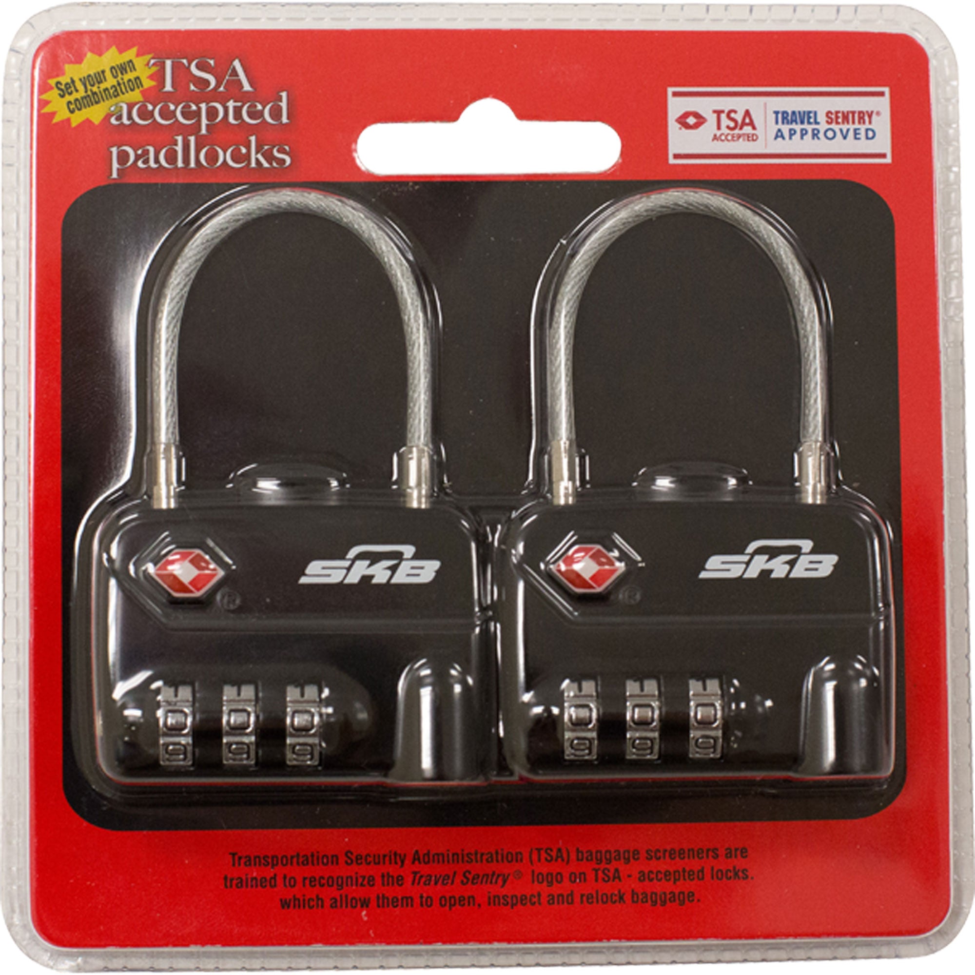 SKB 1SKB-PDL-C TSA Combination Cable Padlocks (2-Pack)