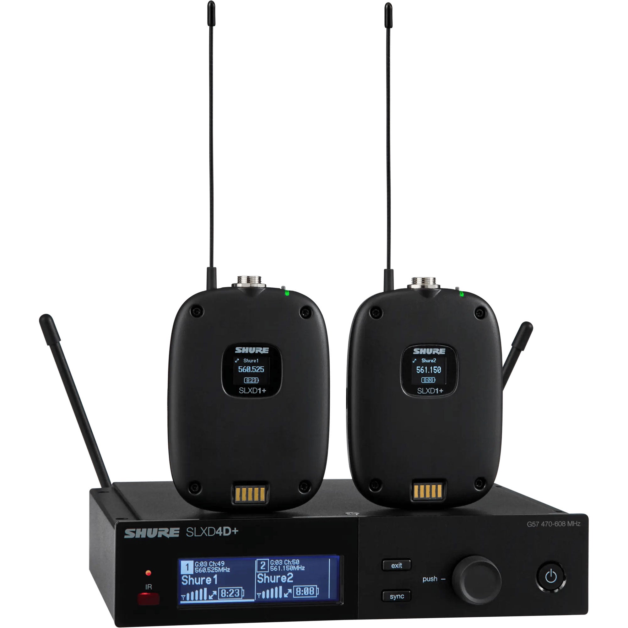 Shure SLXD14D+ Dual-Channel Digital Wireless Bodypack System with No Mics (G57: 470-608 MHz)