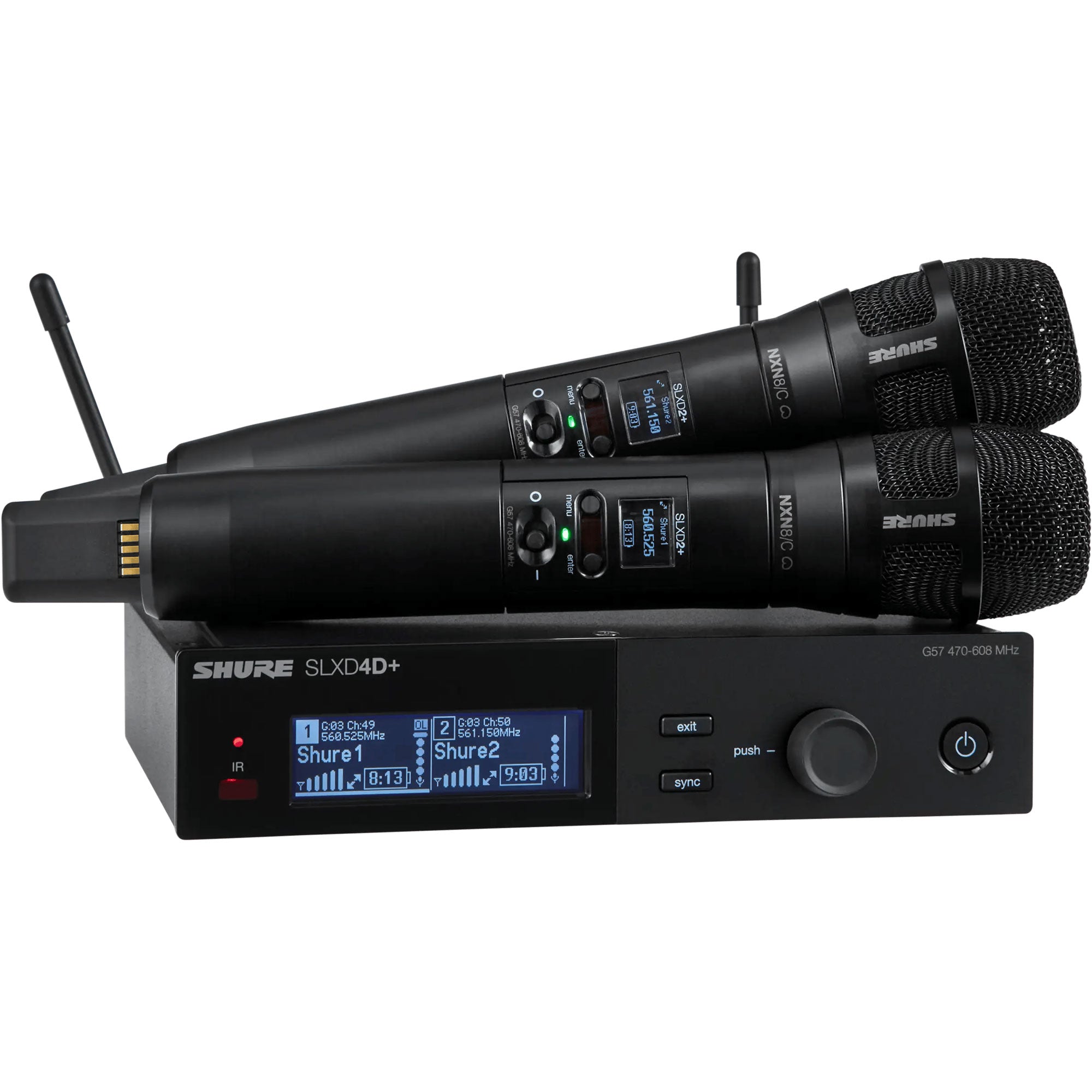 Shure SLXD24D+/N8C Dual-Channel Digital Wireless Nexadyne 8/C Handheld Mic System (G57: 470-608 MHz) Image 1