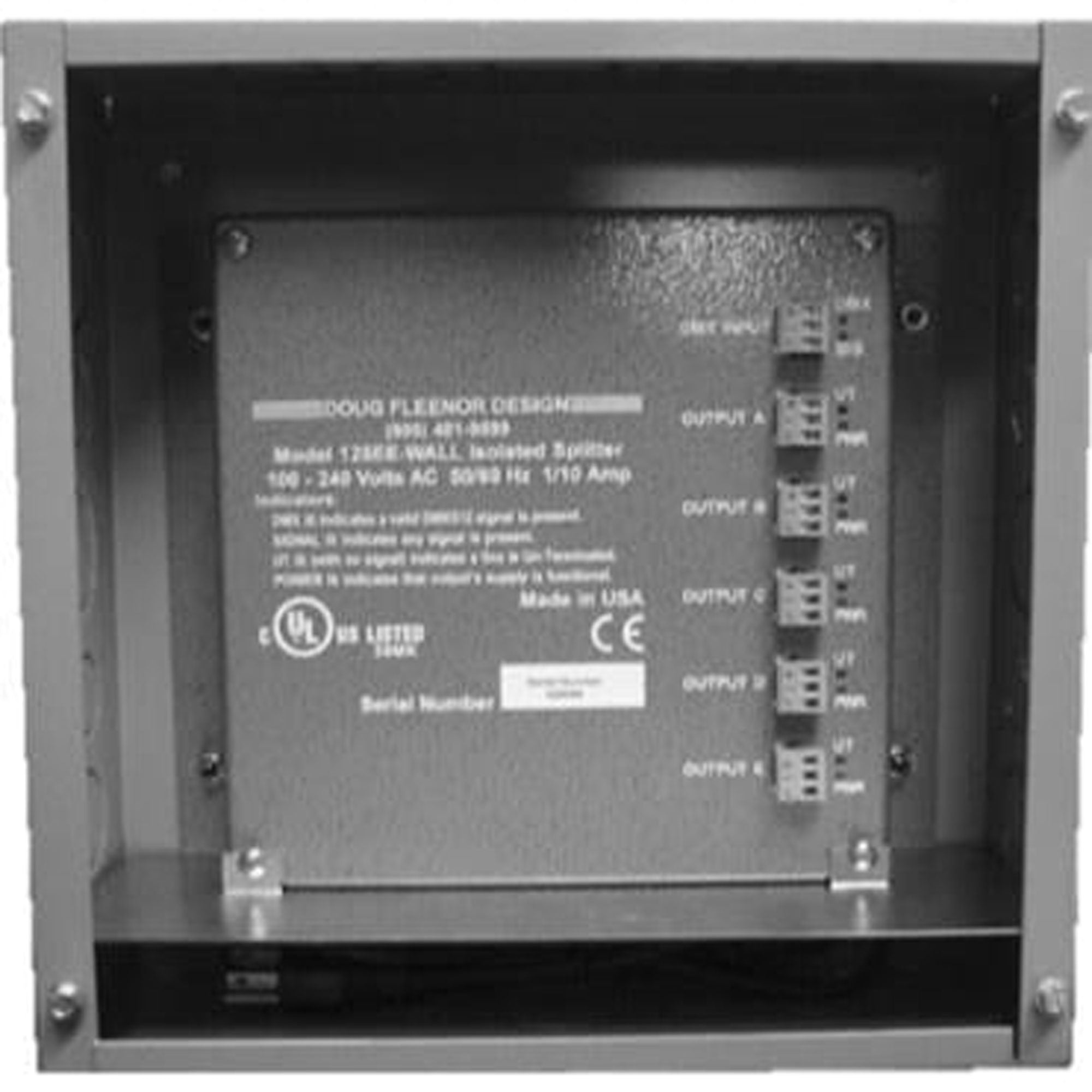 Doug Fleenor 125EE-WALL-JBOX Wall Mount DMX512 Enhanced Splitter 1x5