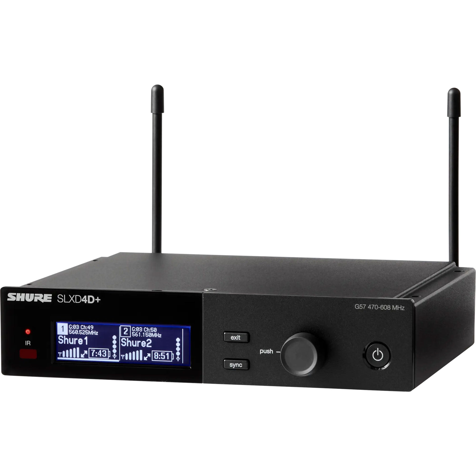 Shure SLXD4D+ Dual-Channel Digital Wireless Rackmount Receiver (G57: 470-608 MHz)