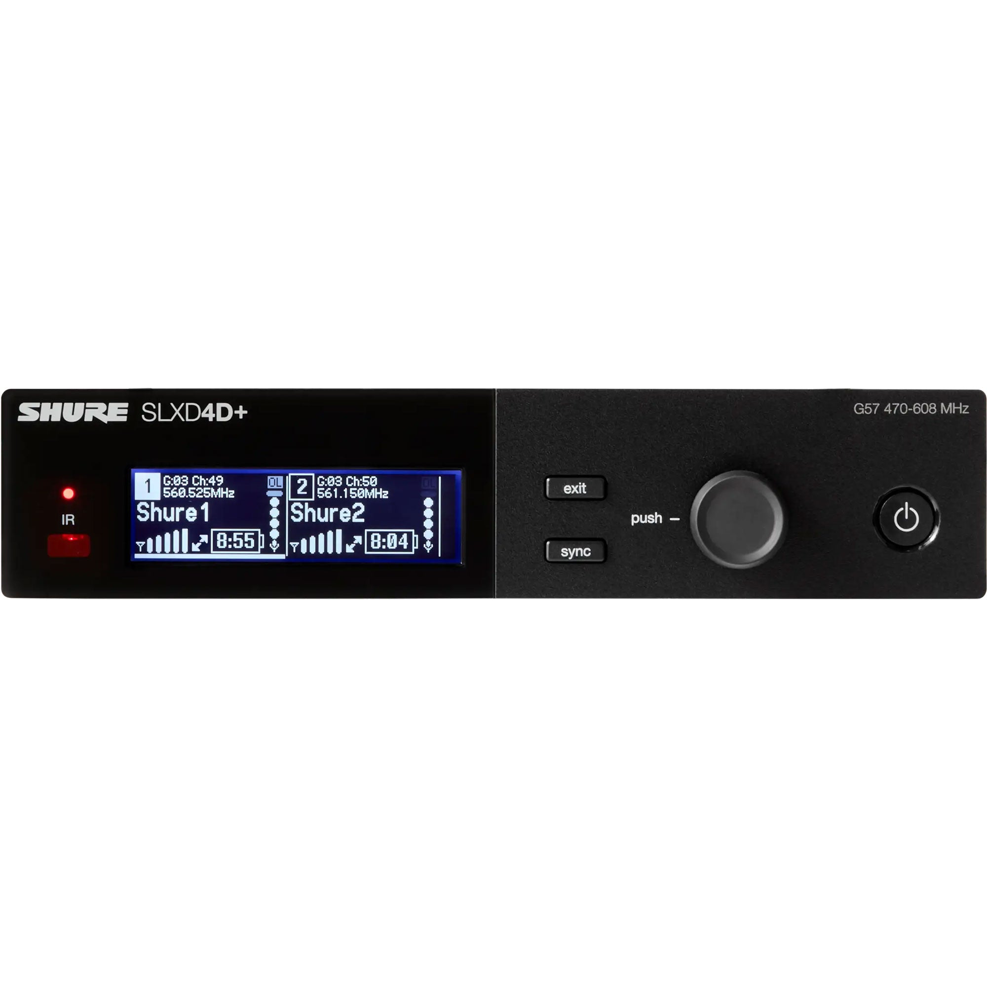 Shure SLXD4D+ Dual-Channel Digital Wireless Rackmount Receiver (G57: 470-608 MHz)