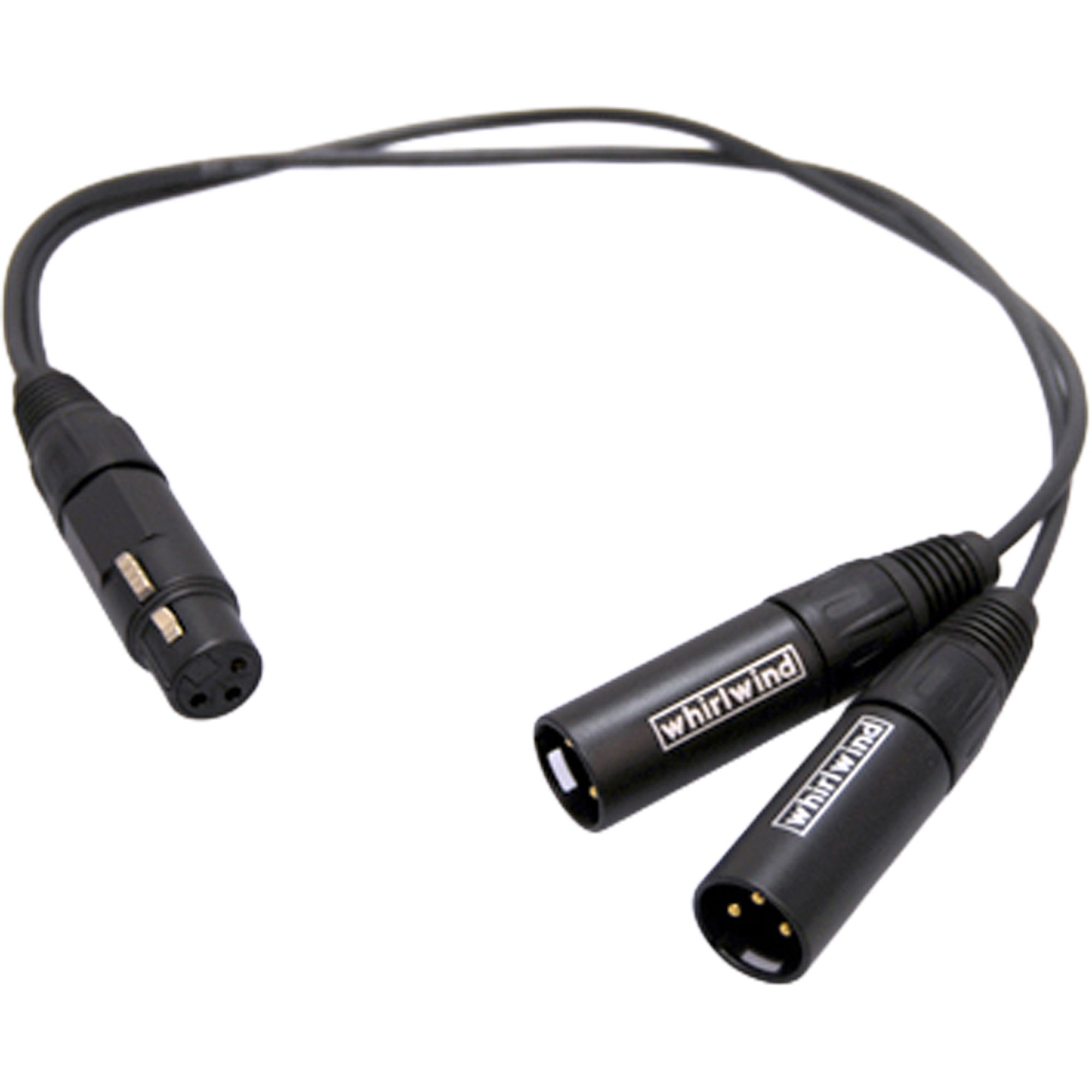 Whirlwind YX2M 1.5' Y-Adapter Cable; XLRF to 2 XLRM