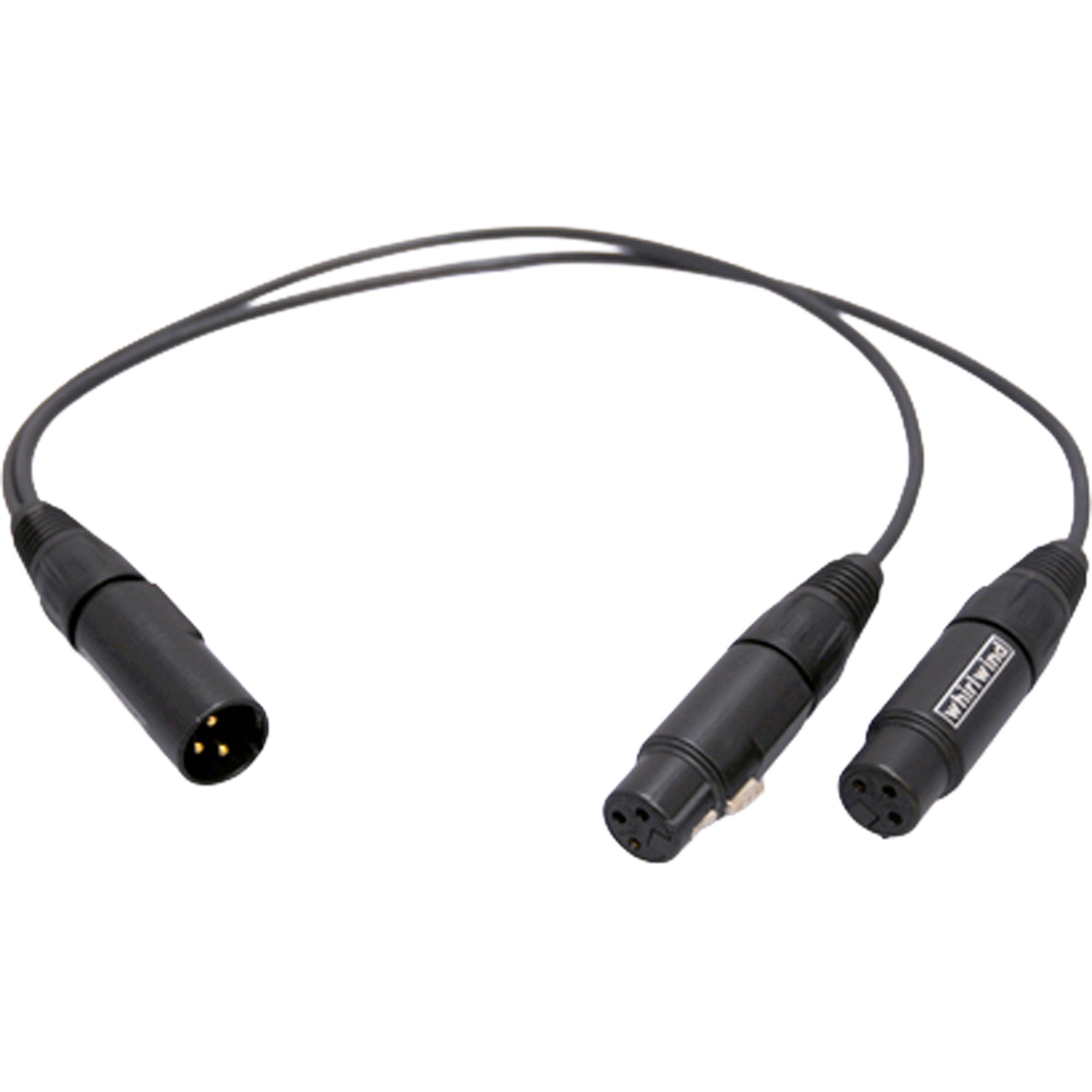 Whirlwind YX2F 1.5' Y-Adapter Cable; XLRM to 2 XLRF
