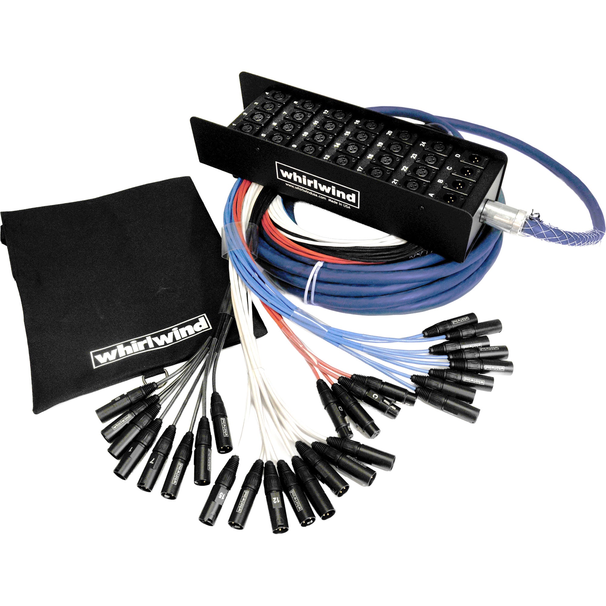 Whirlwind MS-24-4-XL-150 Medusa Standard Box to Fan Snake 24 XLR Sends, 4 XLR Returns (150')