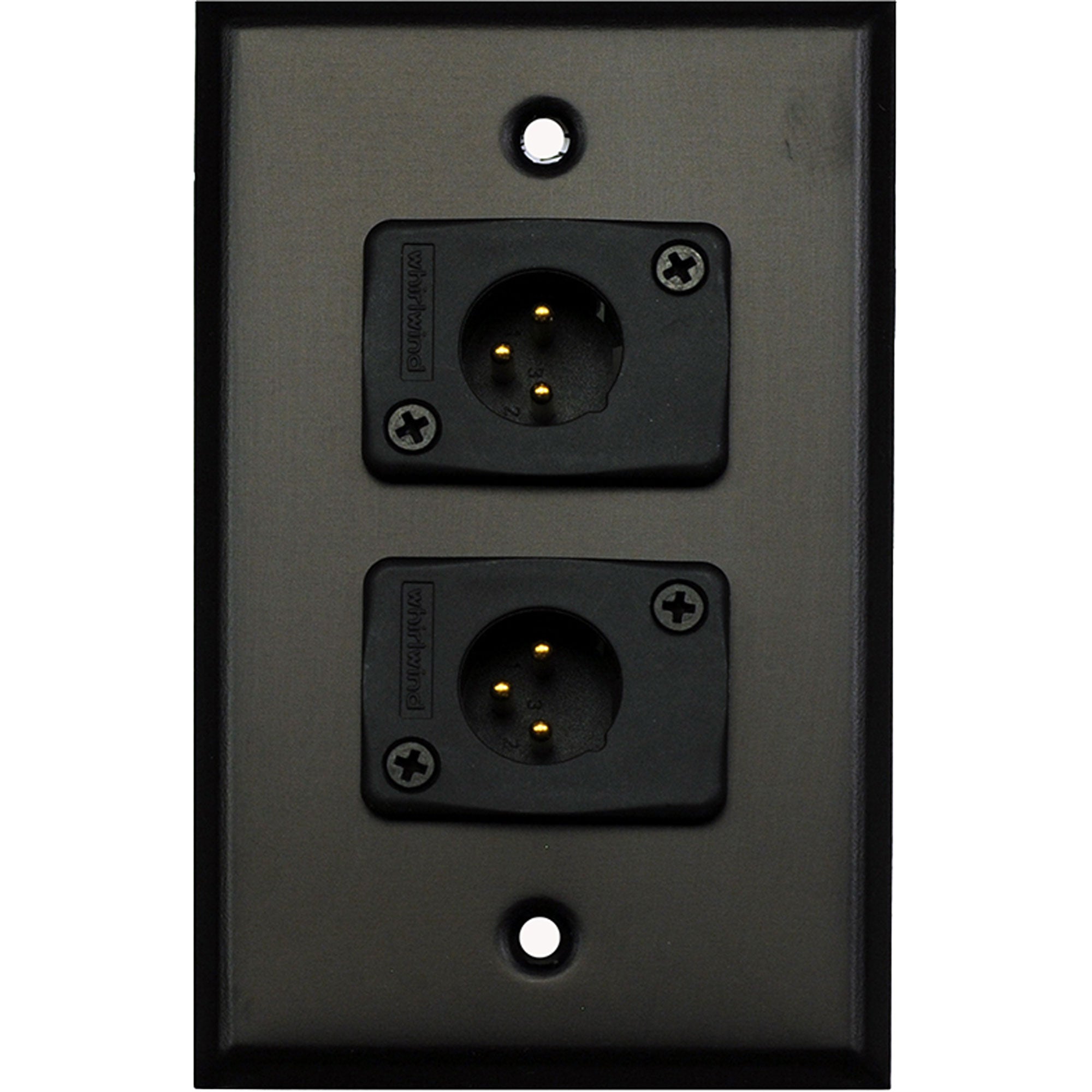 Whirlwind WP1B/2MW 1-Gang Wall Plate with 2 Whirlwind WC3M Male XLR Connectors (Black)
