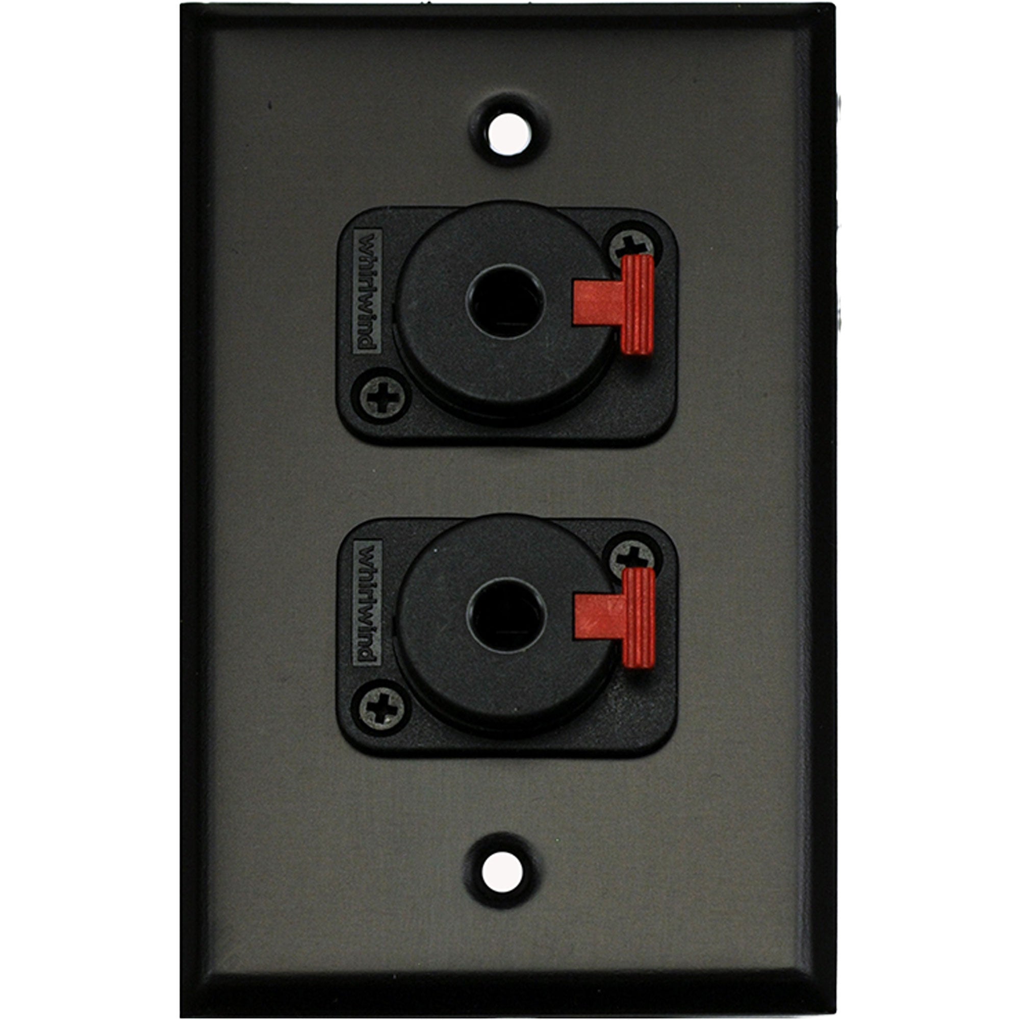 Whirlwind WP1B/2QW 1-Gang Wall Plate with 2 Whirlwind WCQF 1/4" Jack Connectors (Black)