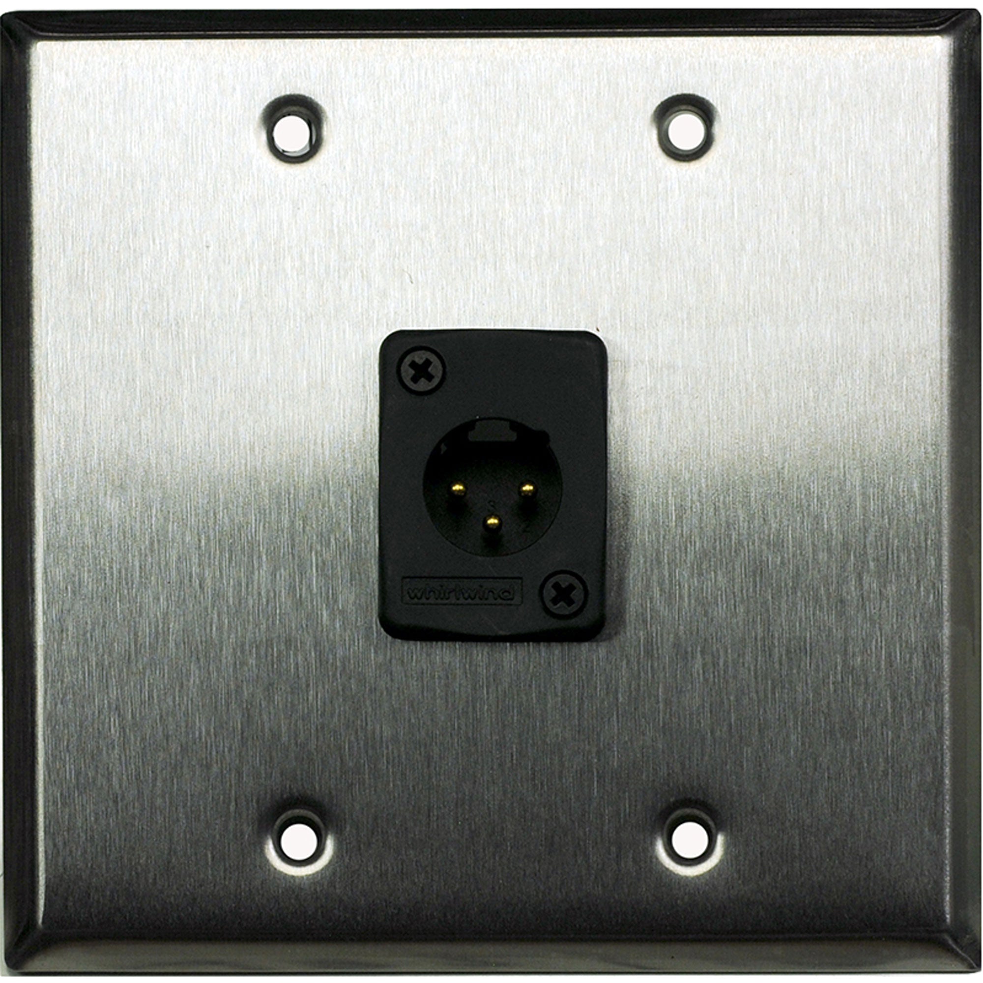 Whirlwind WP2/1MW 2-Gang Wall Plate with 1 Whirlwind WC3M Male XLR Connector (Stainless Steel)