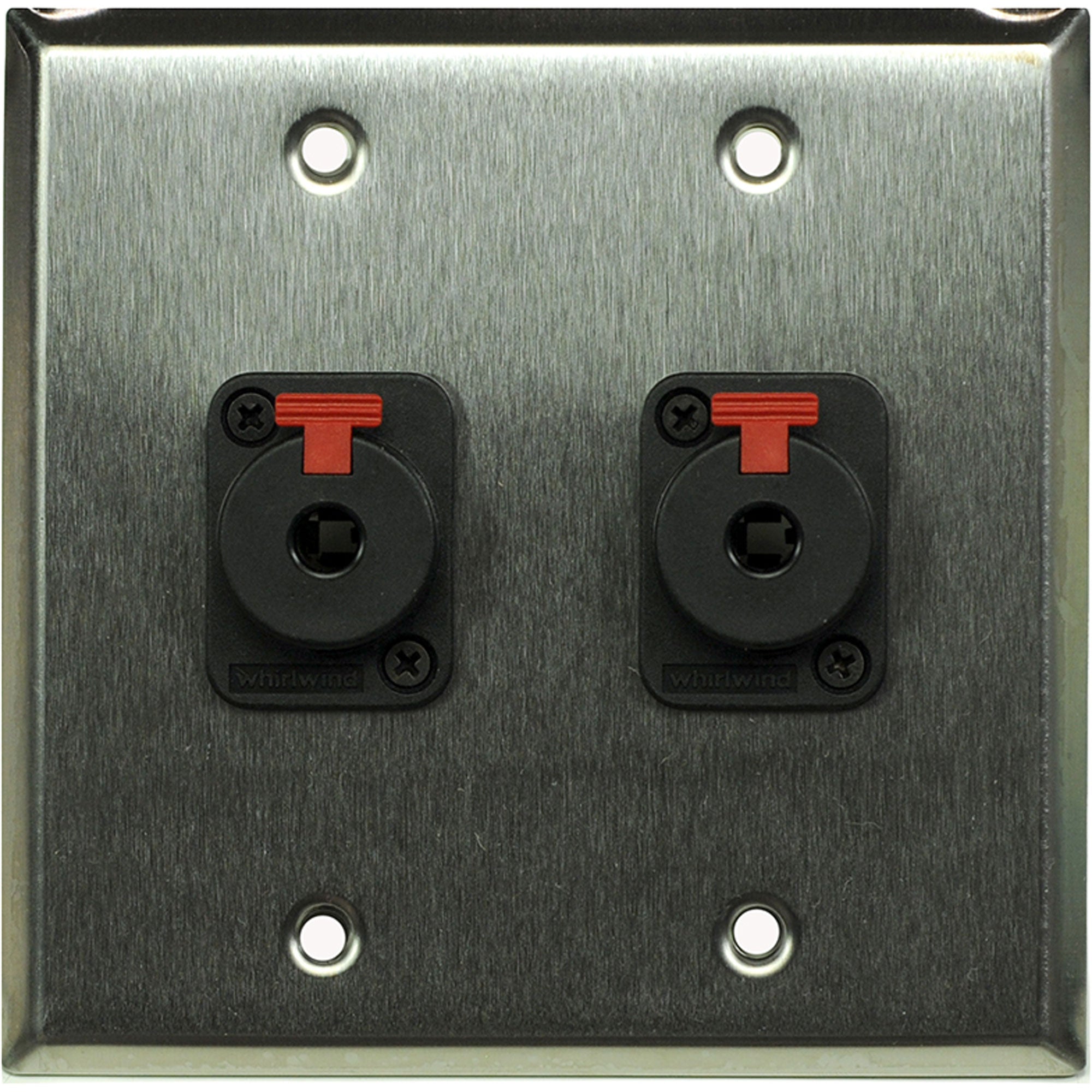 Whirlwind WP2/2QW 2-Gang Wall Plate with 2 Whirlwind WCQF 1/4" Jack Connectors (Stainless Steel)