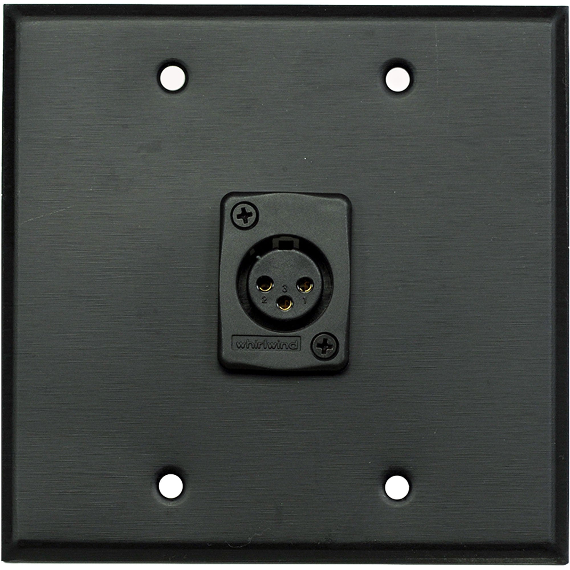 Whirlwind WP2B/1FW 2-Gang Wall Plate with 1 Whirlwind WC3F Female XLR Connector (Black)