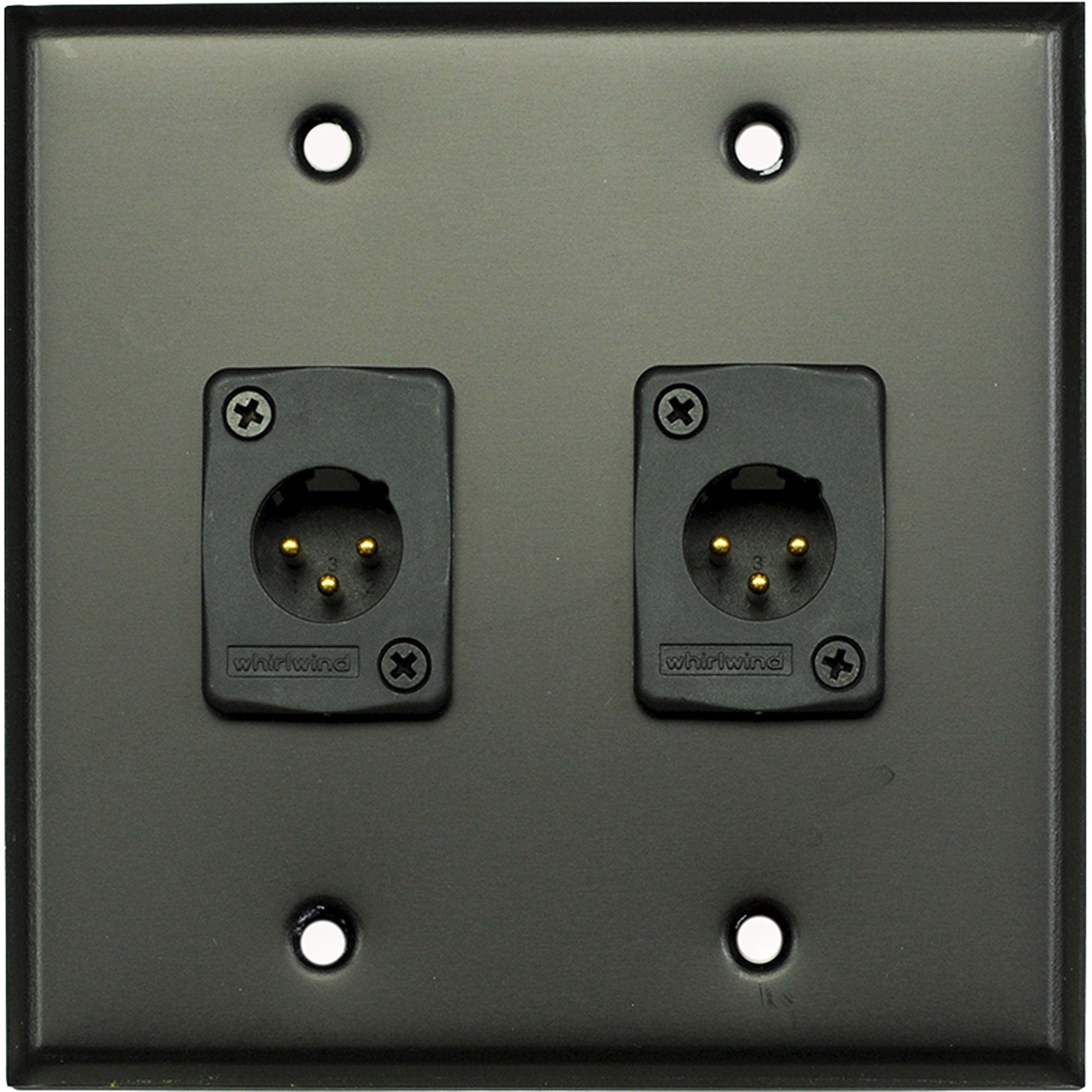 Whirlwind WP2B/2MW 2-Gang Wall Plate with 2 Whirlwind WC3M Male XLR Connectors (Black)