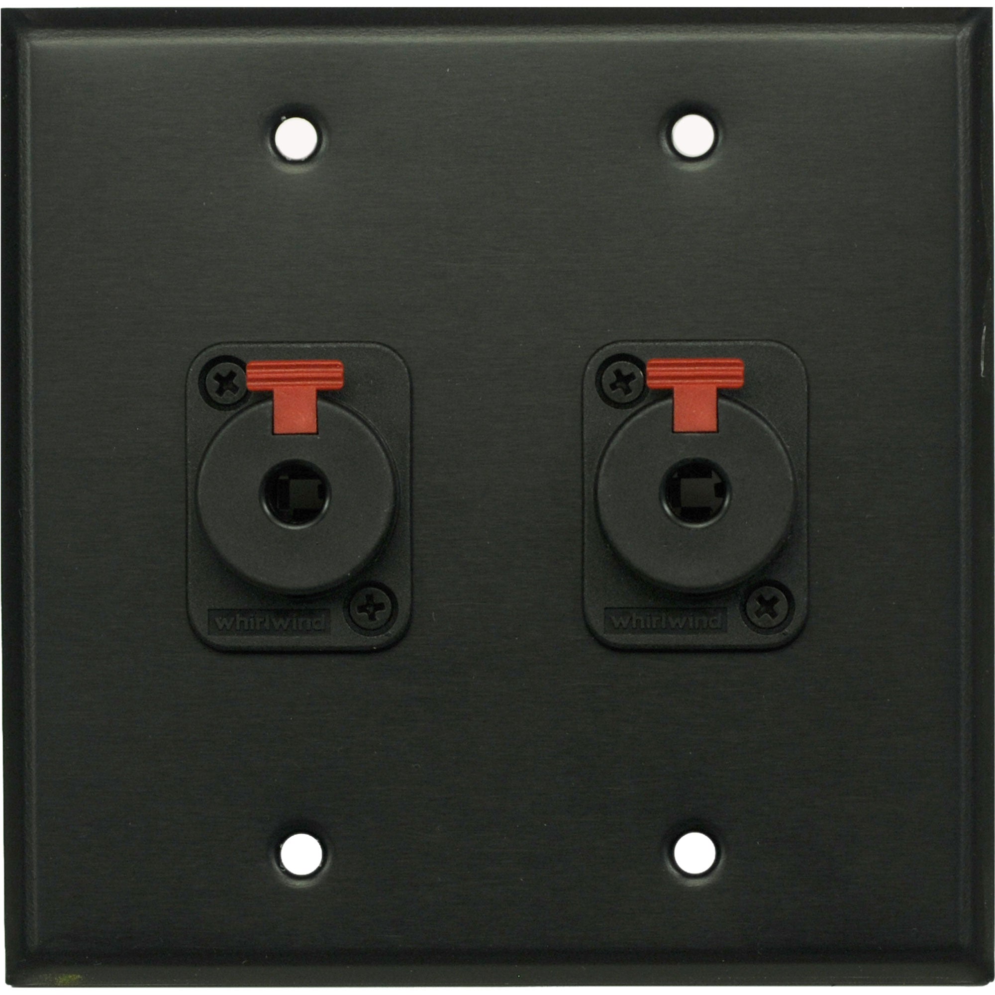 Whirlwind WP2B/2QW 2-Gang Wall Plate with 2 Whirlwind WCQF 1/4" Jack Connectors (Black)