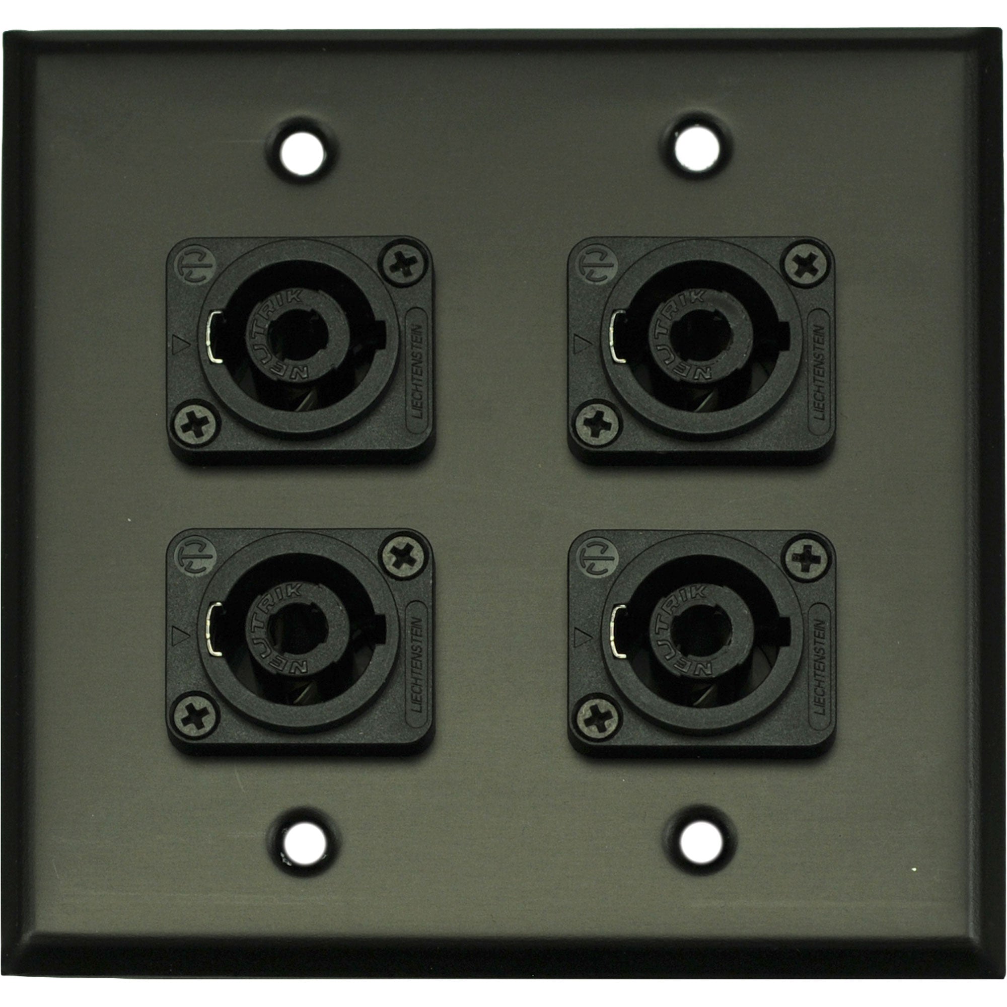 Whirlwind WP2B/4NL4 2-Gang Wall Plate with 4 Neutrik NL4 Connectors (Black)