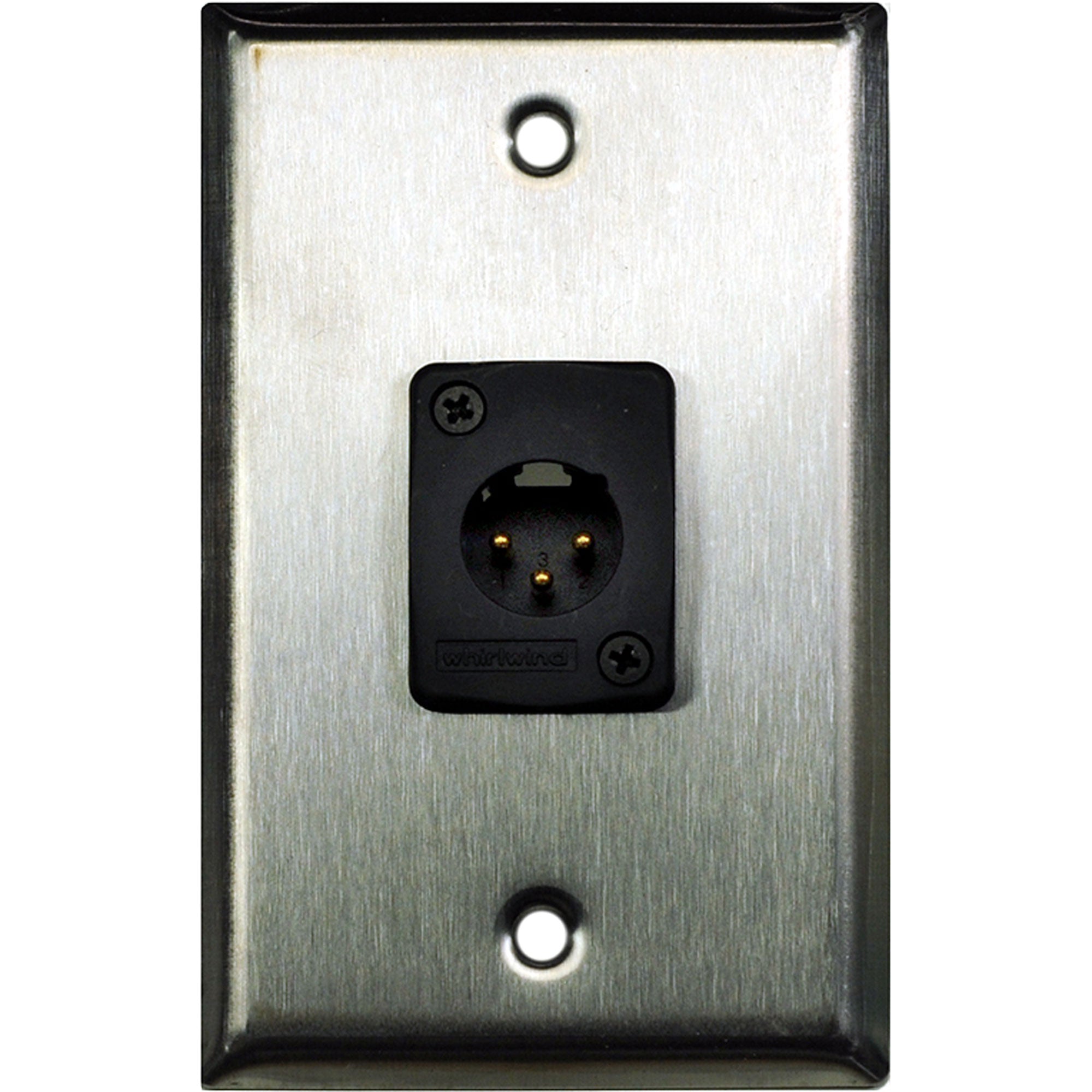 Whirlwind WP1/1MW 1-Gang Wall Plate with 1 Whirlwind WC3M Male XLR Connector (Stainless Steel)