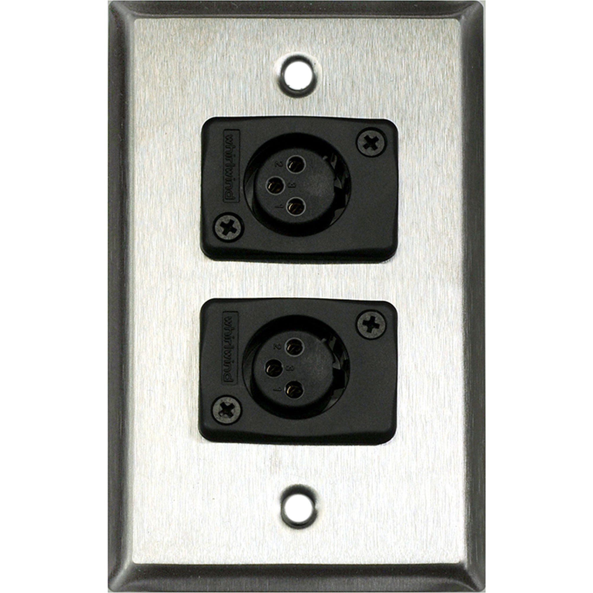 Whirlwind WP1/2FW 1-Gang Wall Plate with 2 Whirlwind WC3F Female XLR Connectors (Stainless Steel)