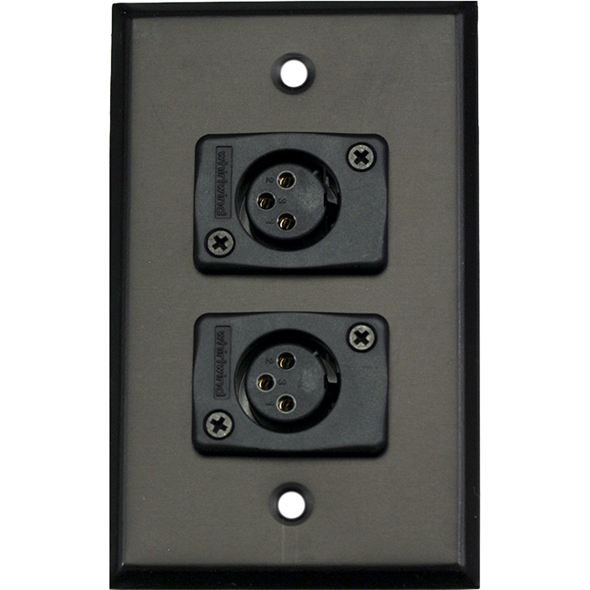 Whirlwind WP1B/2FW 1-Gang Wall Plate with 2 Whirlwind WC3F Female XLR Connectors (Black)