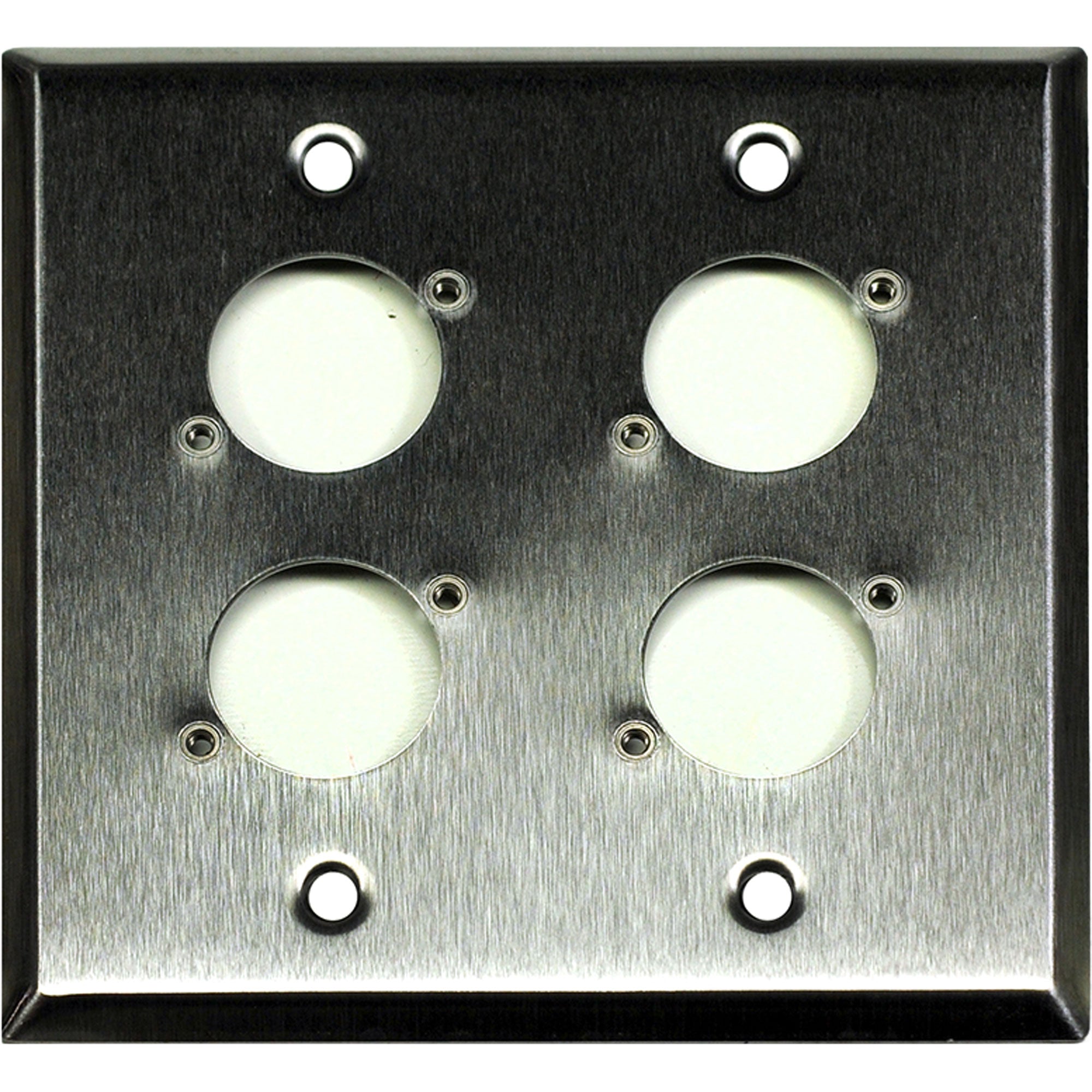 Whirlwind WP2/4H 2-Gang Wall Plate Punched for 4 Whirlwind XLR Connectors (Stainless Steel)