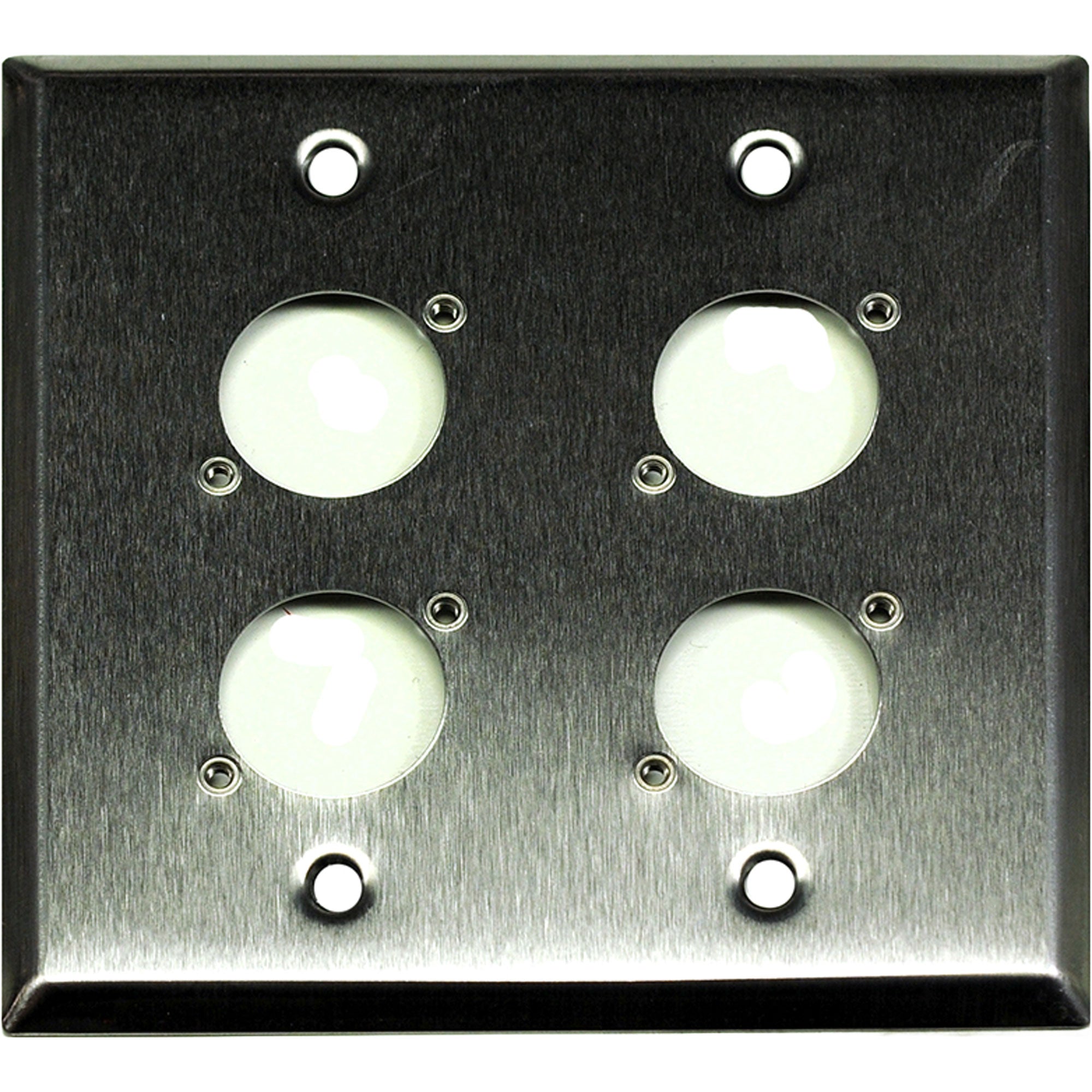 Whirlwind WP2/4NDH 2-Gang Wall Plate Punched for 4 Neutrik XLR Connectors (Stainless Steel)