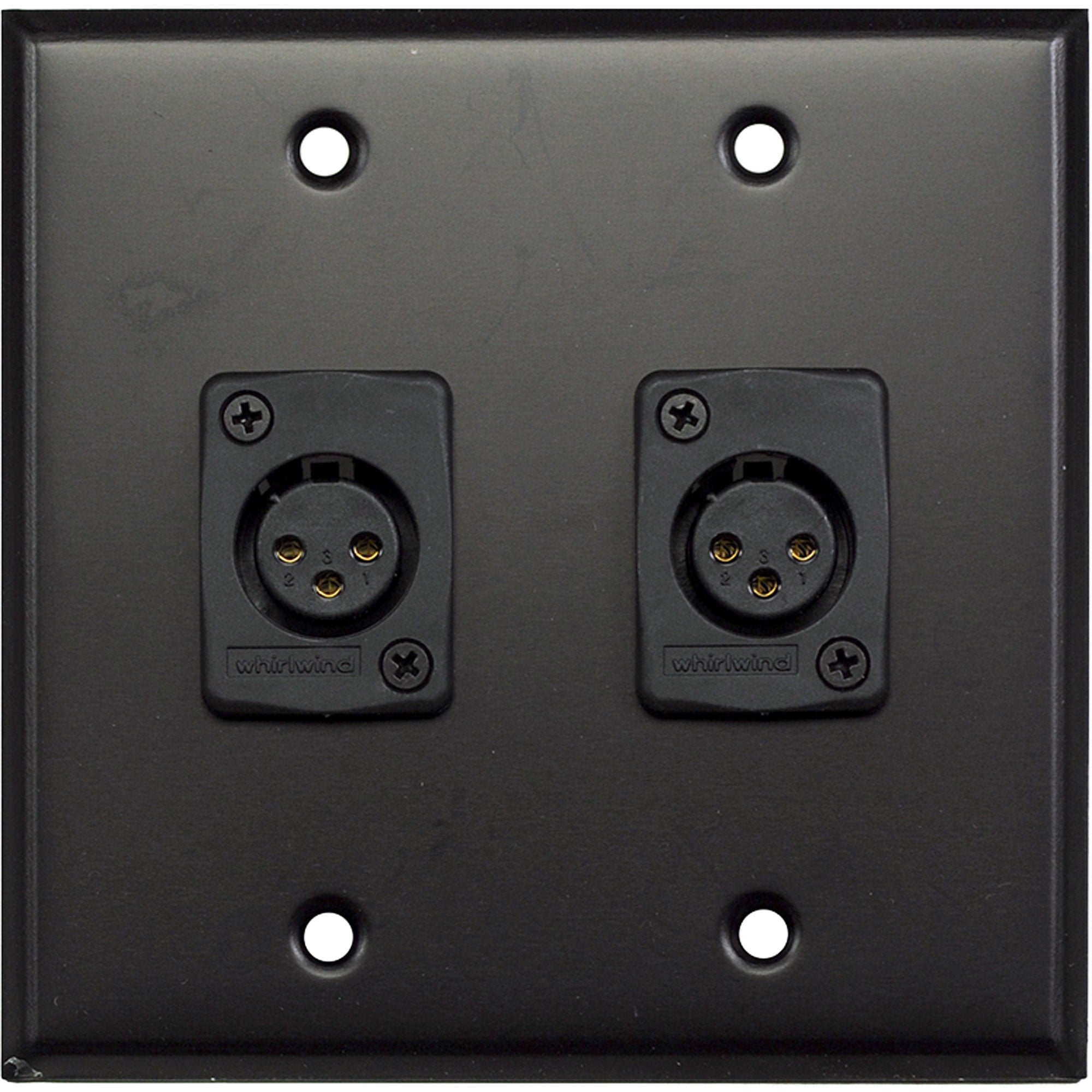 Whirlwind WP2B/2FW 2-Gang Wall Plate with 2 Whirlwind WC3F Female XLR Connectors (Black)
