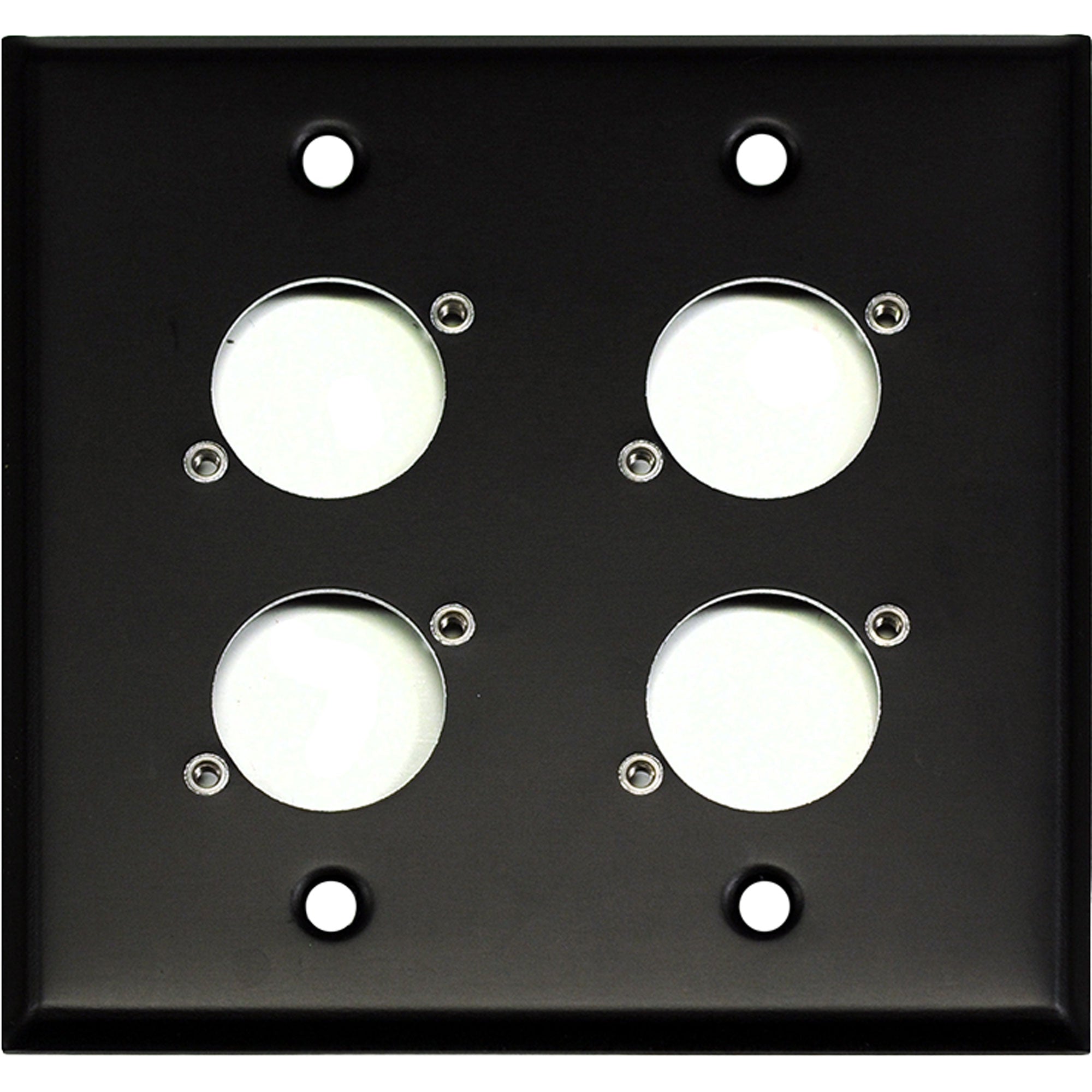 Whirlwind WP2B/4H 2-Gang Wall Plate Punched for 4 Whirlwind XLR Connectors (Black)