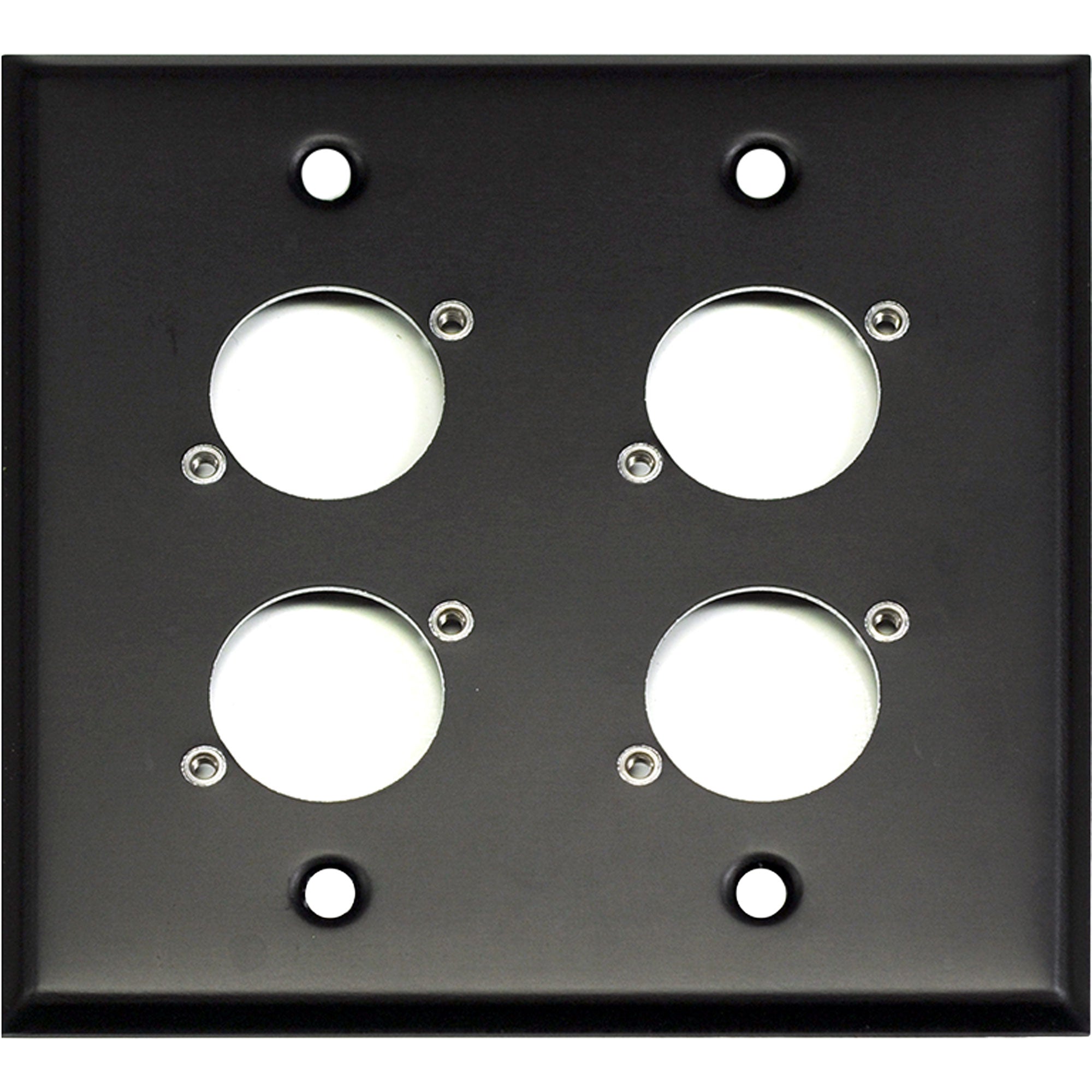 Whirlwind WP2B/4NDH 2-Gang Wall Plate Punched for 4 Neutrik XLR Connectors (Black)