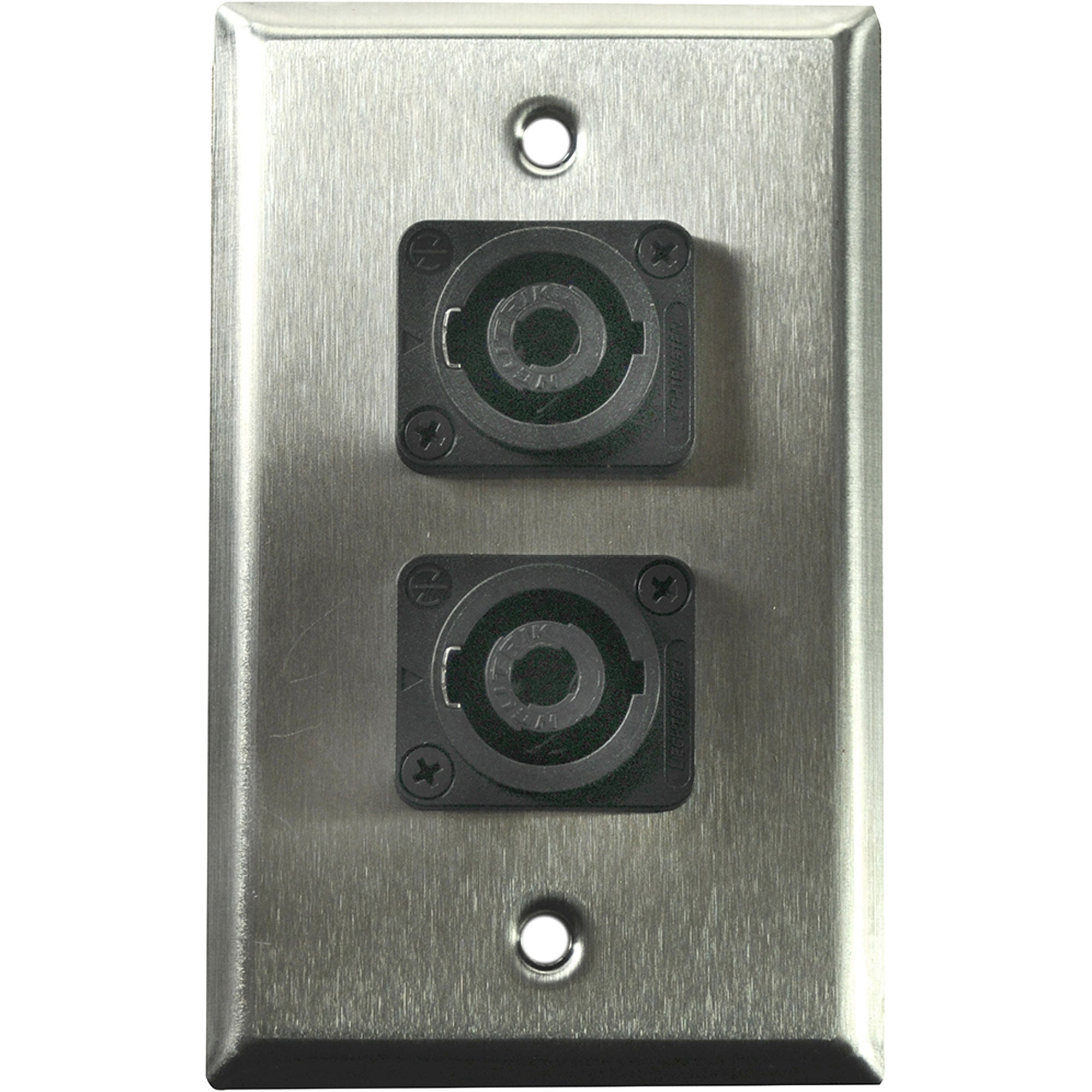 Whirlwind WP1/2NL4 1-Gang Wall Plate with 2 Neutrik NL4 Connectors (Stainless Steel)