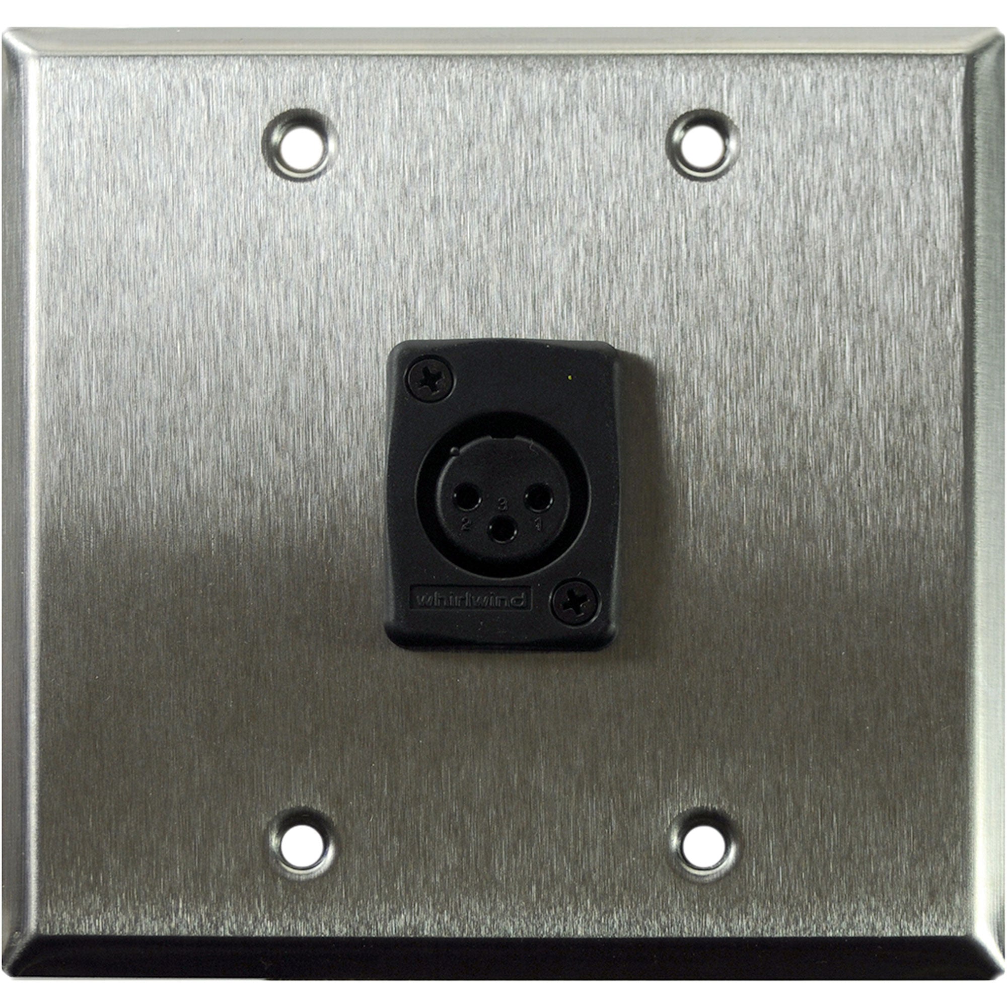 Whirlwind WP2/1FW 2-Gang Wall Plate with 1 Whirlwind WC3F Female XLR Connector (Stainless Steel)