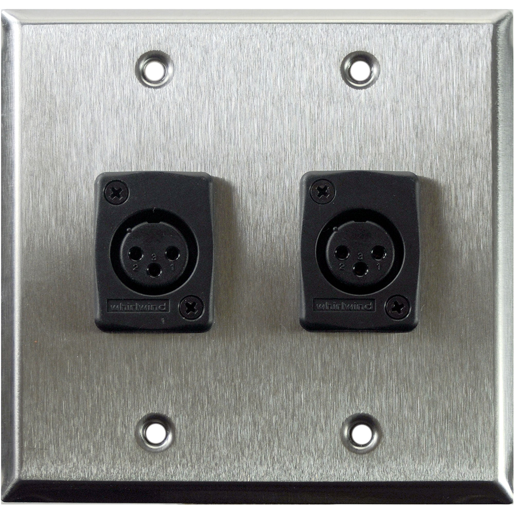 Whirlwind WP2/2FW 2-Gang Wall Plate with 2 Whirlwind WC3F Female XLR Connectors (Stainless Steel)