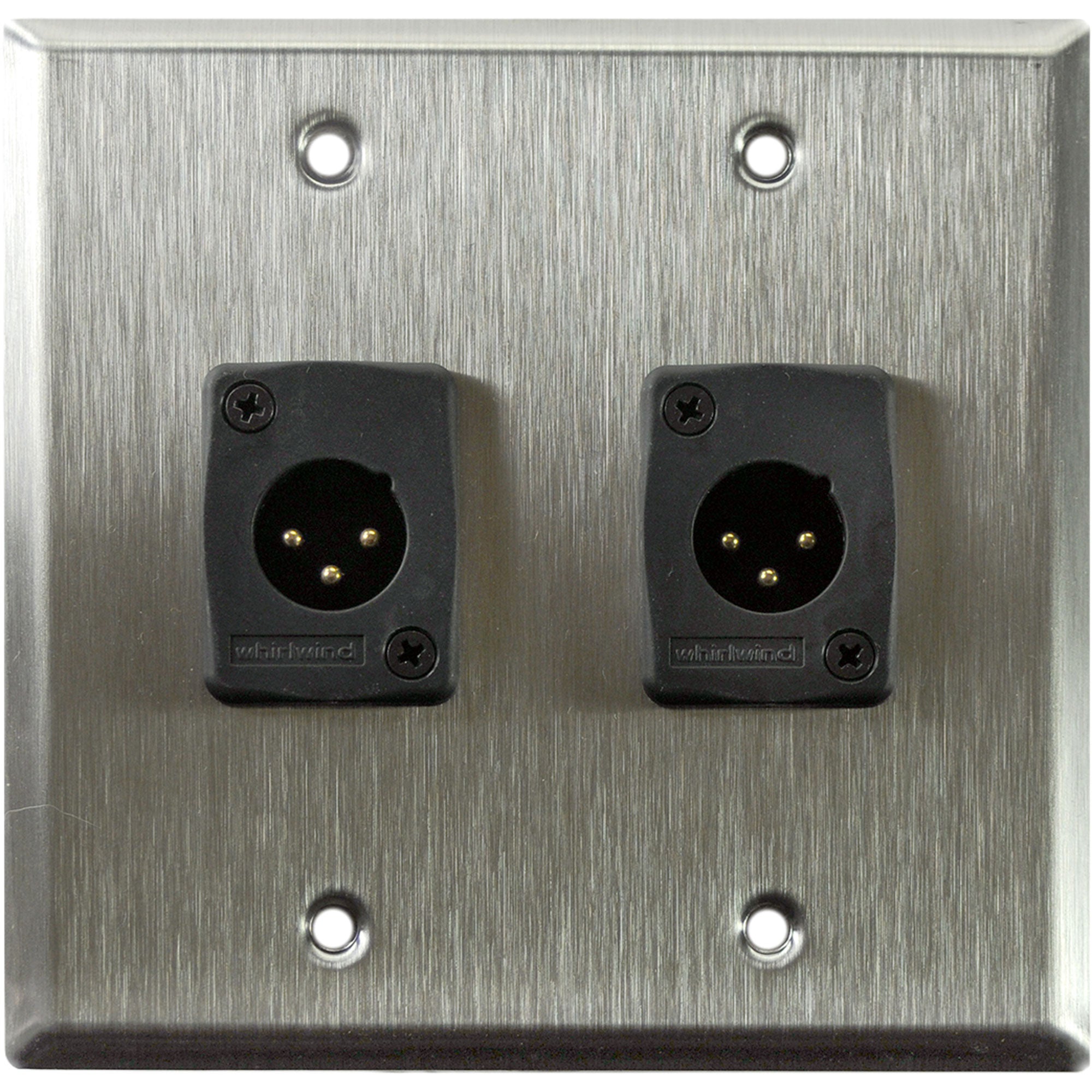 Whirlwind WP2/2MW 2-Gang Wall Plate with 2 Whirlwind WC3M Male XLR Connectors (Stainless Steel)