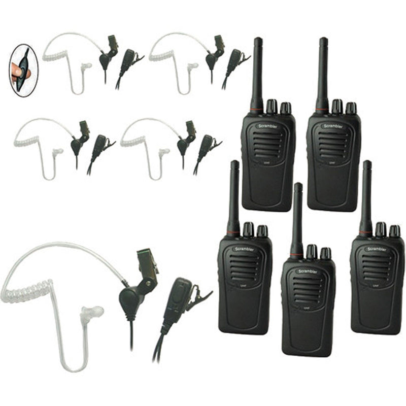 Eartec SC-1000 Scrambler PLUS Two-Way Radio System with Secret Service Style Headsets (5 User)