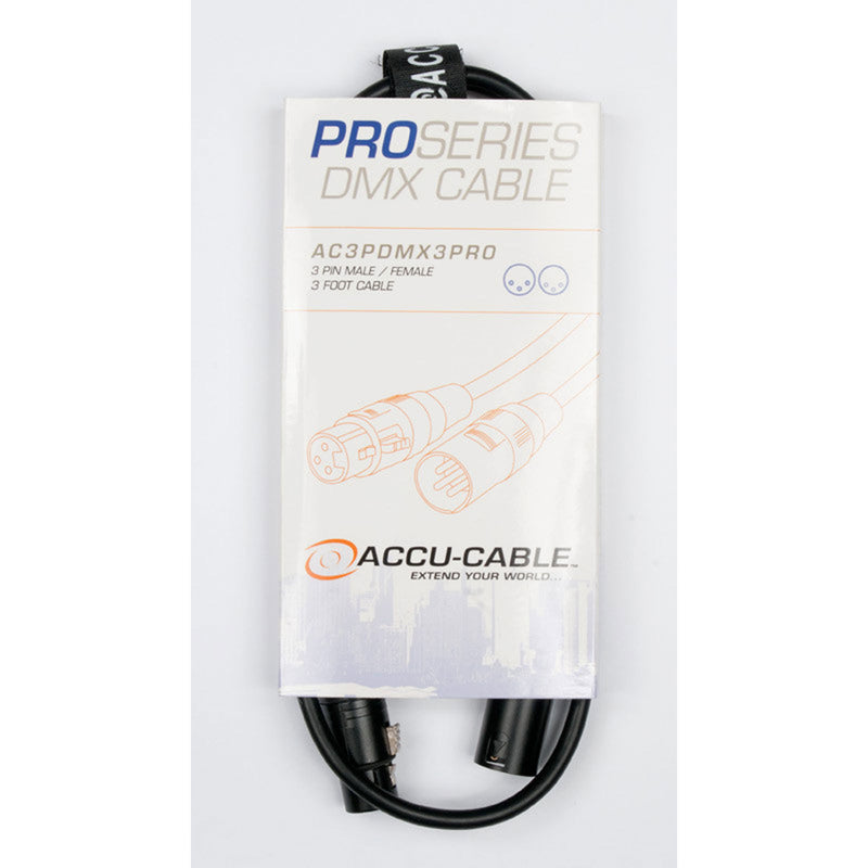 American DJ Accu-Cable AC3PDMX3PRO 3-Pin Pro Series DMX Cable (3')