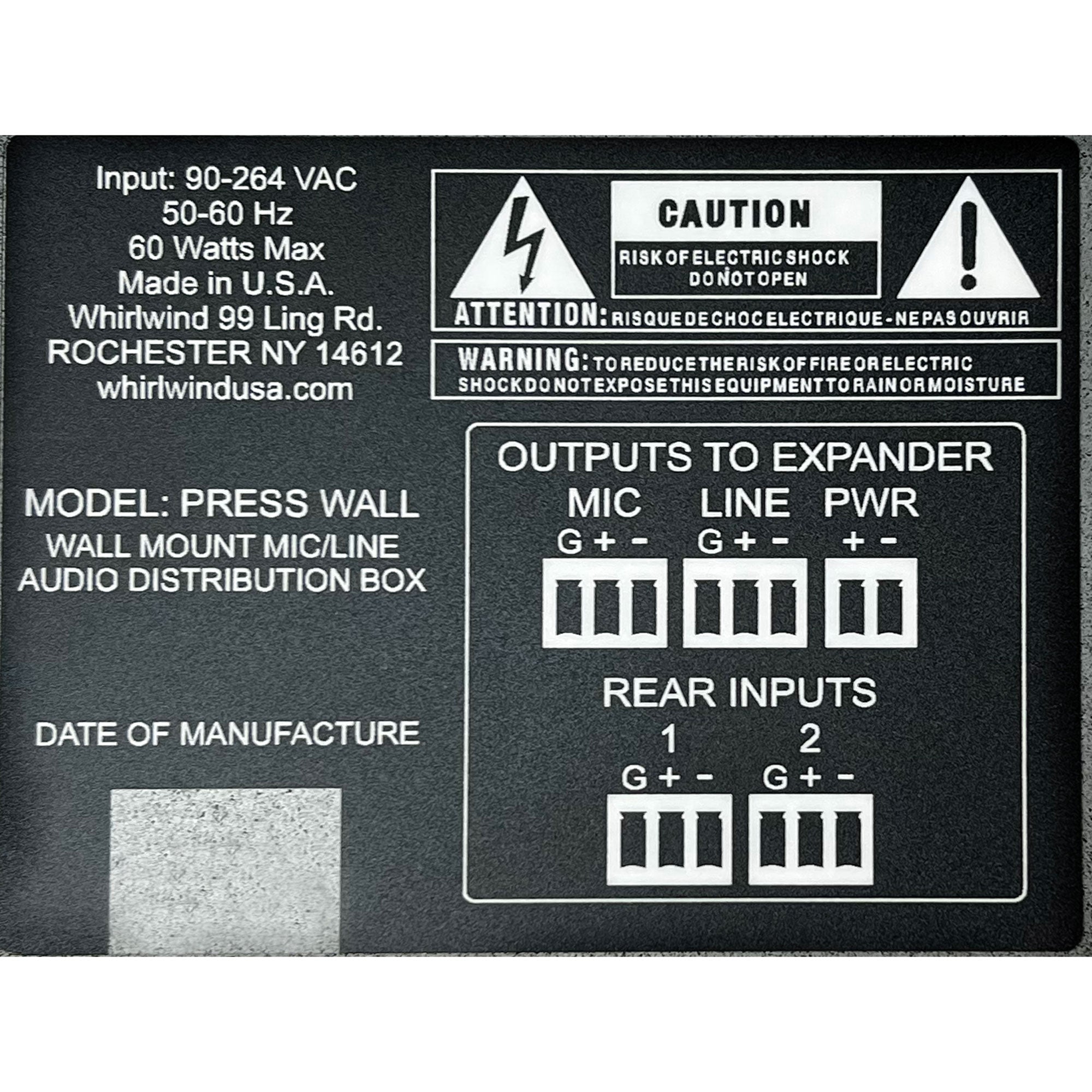 Whirlwind PressPower WP Wall Mount Pressbox (Press Wall)