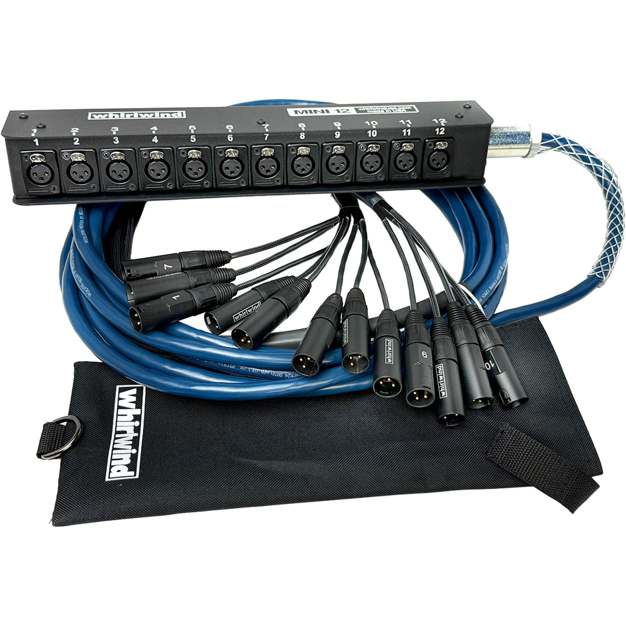 Whirlwind MS-12-M-NR-100 Medusa Mini 12 Low Profile Audio Drop Snake 12 XLR Sends, No Returns (100')