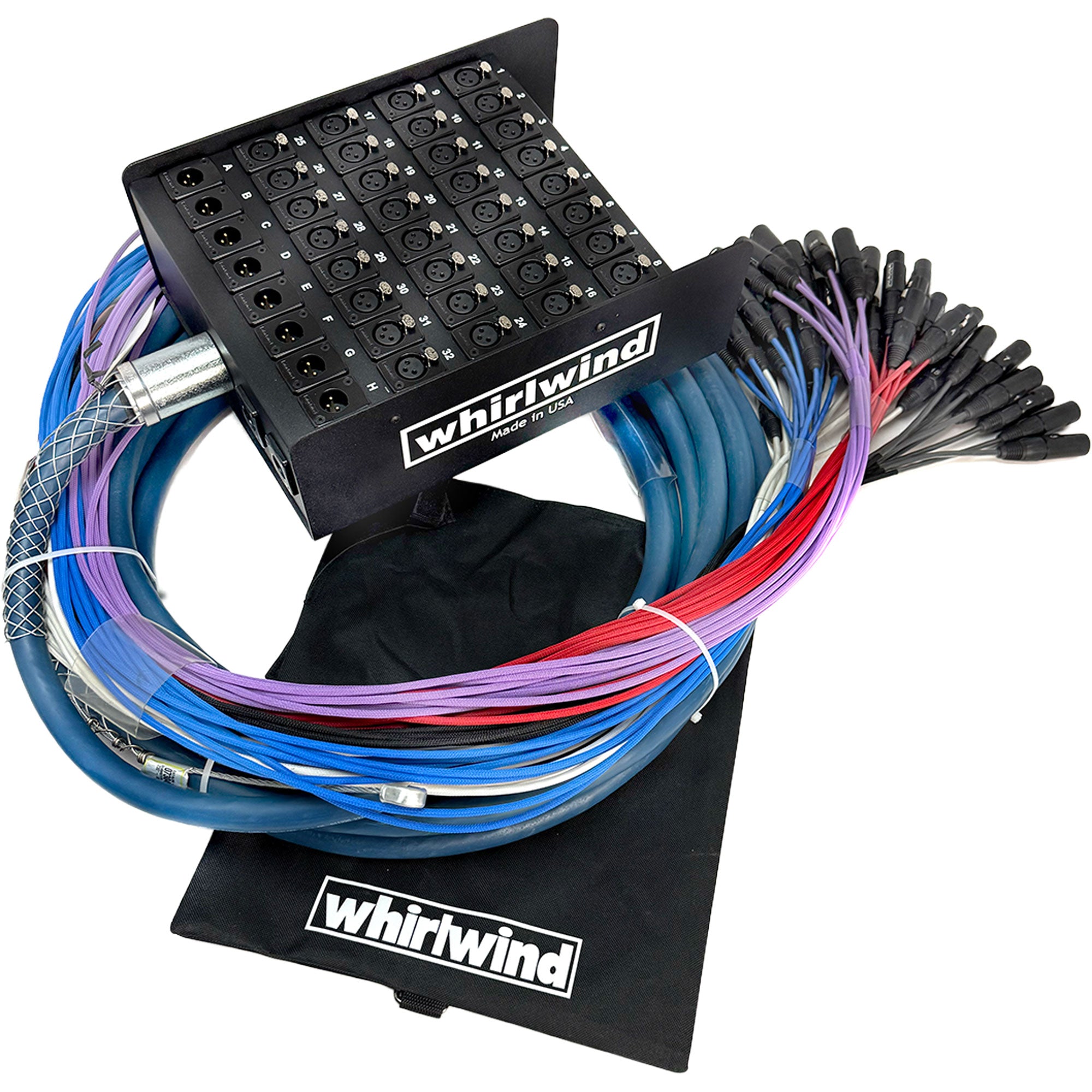 Whirlwind MS-32-10-XL-250 Medusa Standard Box to Fan Snake 32 XLR Sends, 10 XLR Returns (250')