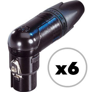 Custom Cable 6x NC3FRX-BAG Black/Silver 90º Female XLR