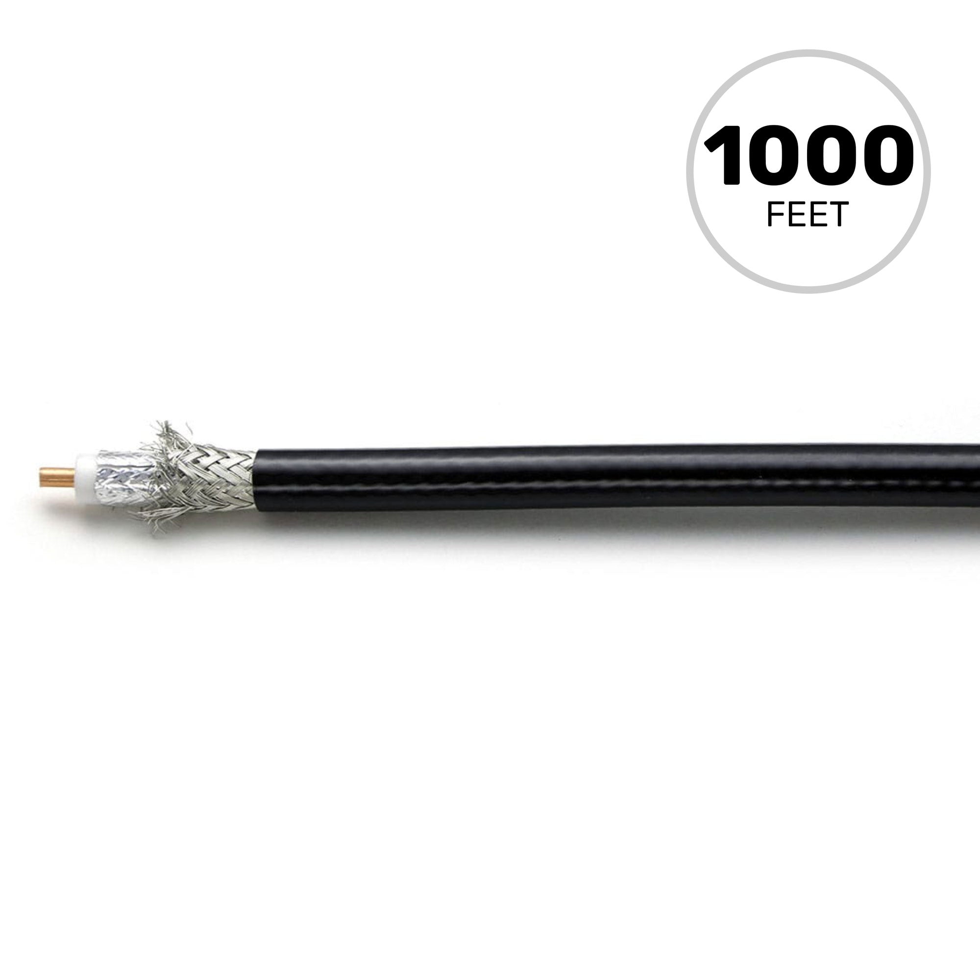 West Penn 810 Flexible RG8 / RG213 12 AWG 50 Ohm Coaxial Cable (Black, 1000' Roll)