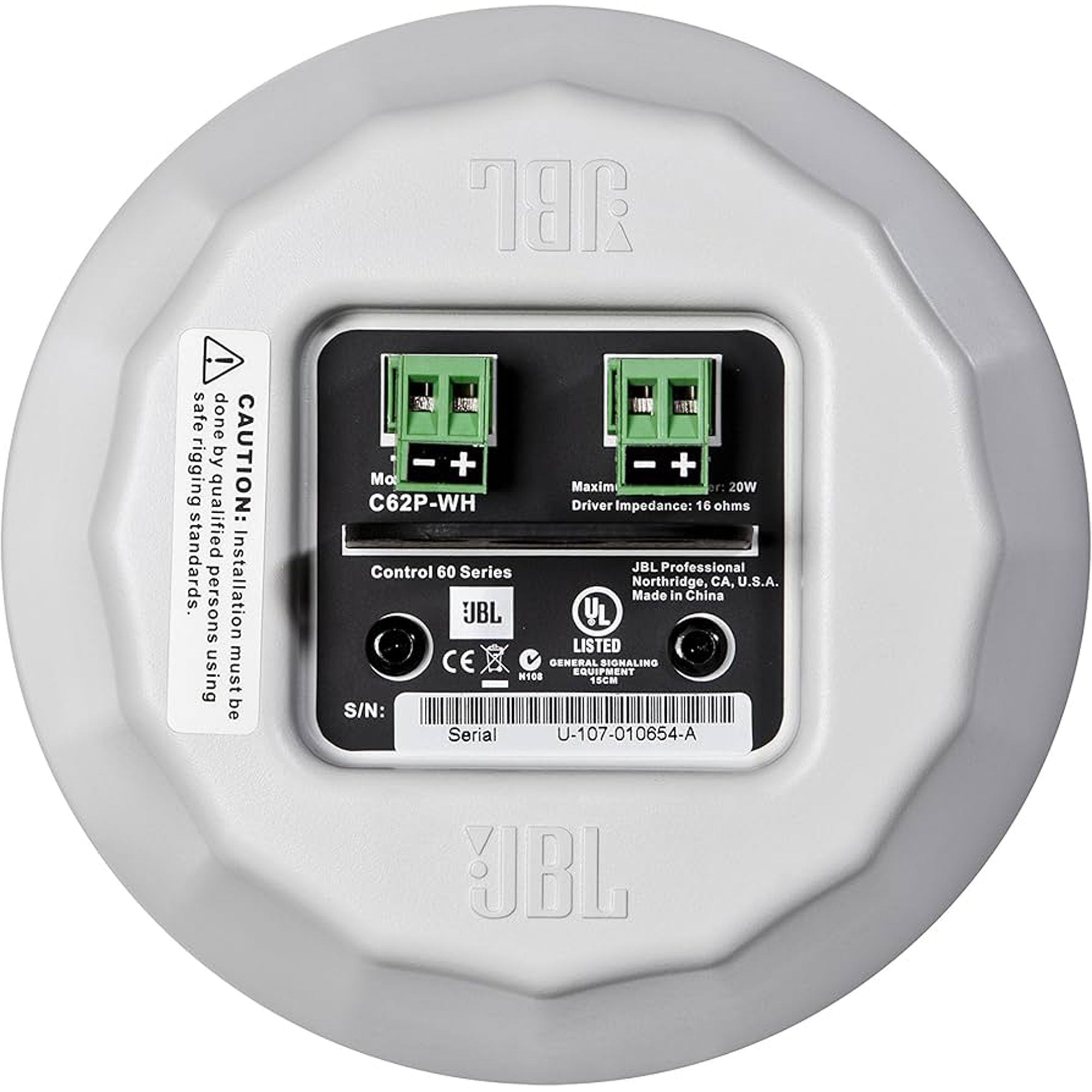 JBL Control 62P 2" Ultra-Compact Mid-High Satellite Pendant Speaker (White, Pair)