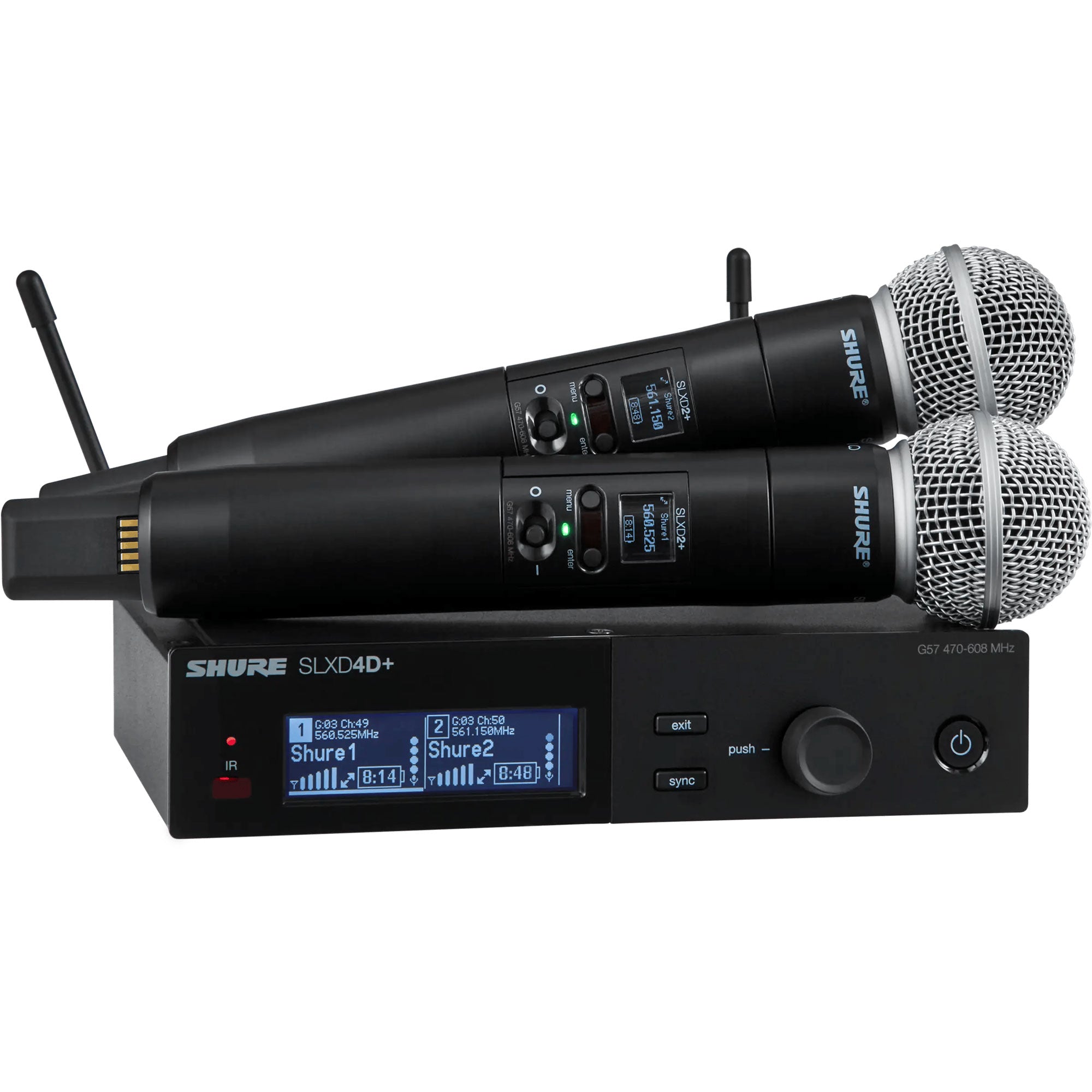 Shure SLXD24D+/58 Dual-Channel Digital Wireless SM58 Handheld Mic System (G57: 470-608 MHz)